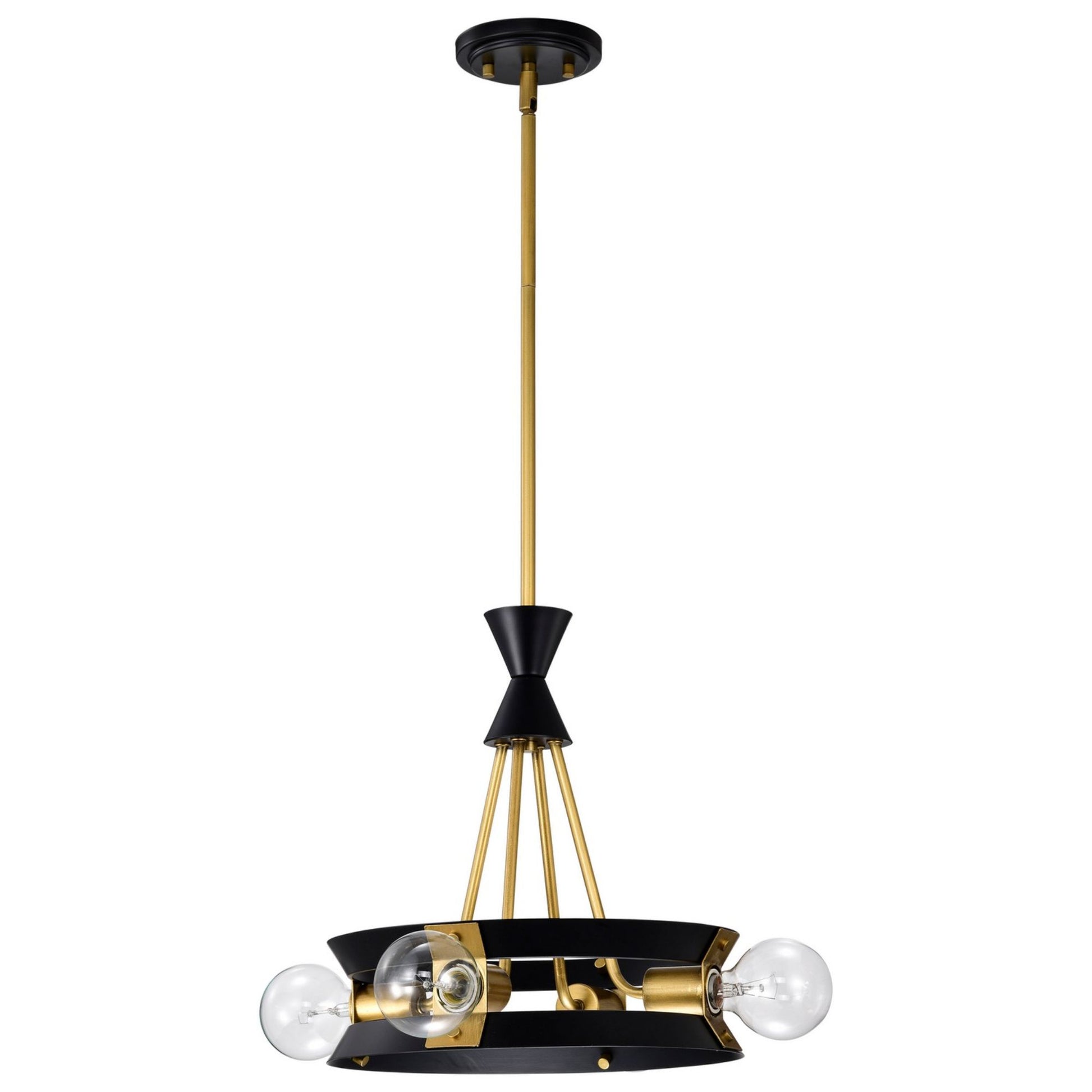 Marsden Chandelier Matte Black and Natural Brass Finish - Bees Lighting