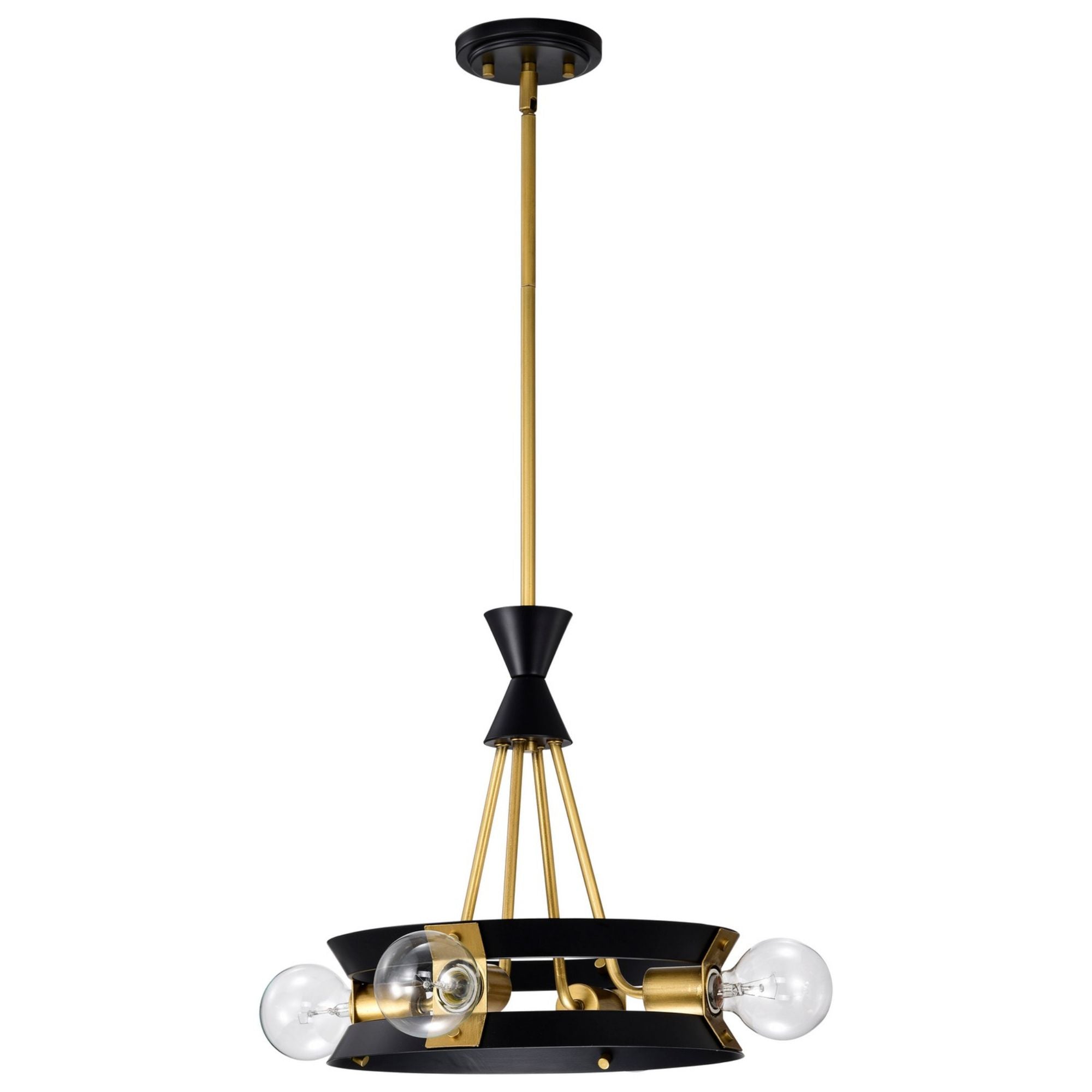 Marsden Chandelier Matte Black and Natural Brass Finish - Bees Lighting