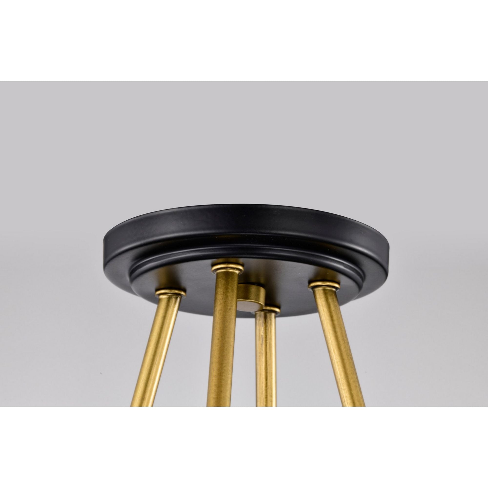 Marsden 13" 4 lights Semi-flush Mount, Matte Black / Natural Brass Finish - Bees Lighting