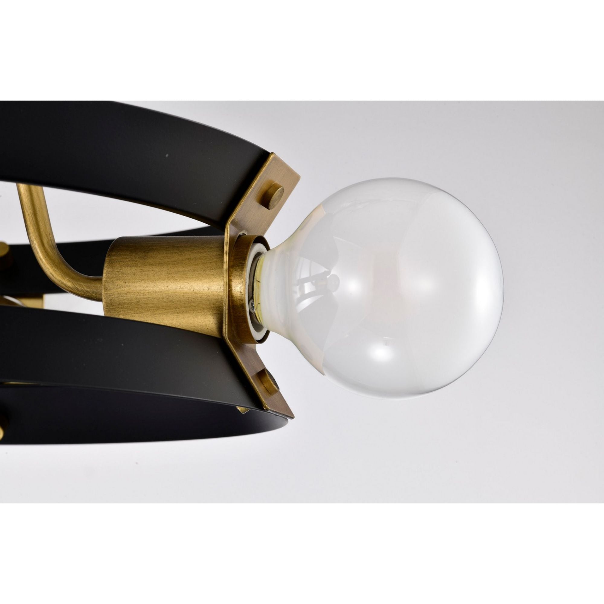 Marsden 13" 4 lights Semi-flush Mount, Matte Black / Natural Brass Finish - Bees Lighting
