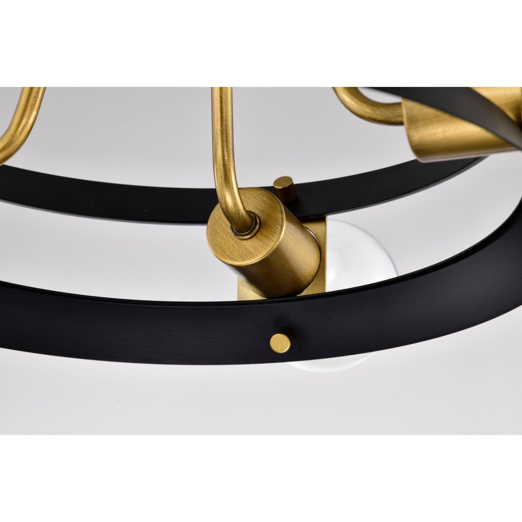 Marsden 13" 4 lights Semi-flush Mount, Matte Black / Natural Brass Finish - Bees Lighting