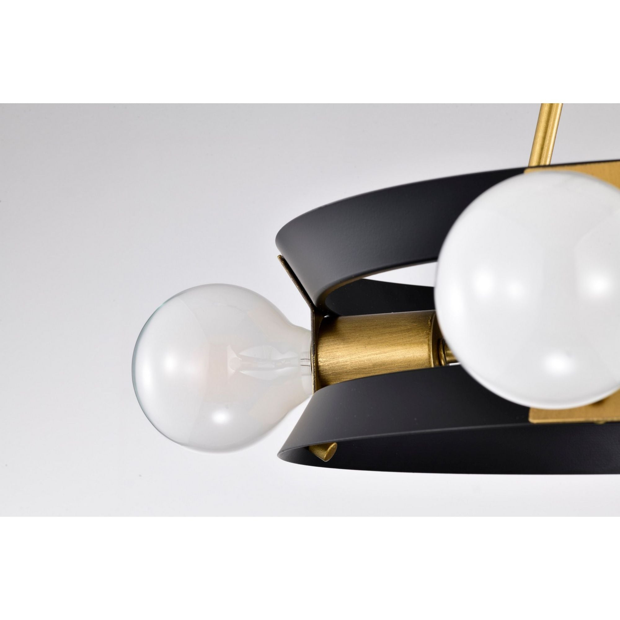 Marsden 13" 4 lights Semi-flush Mount, Matte Black / Natural Brass Finish - Bees Lighting