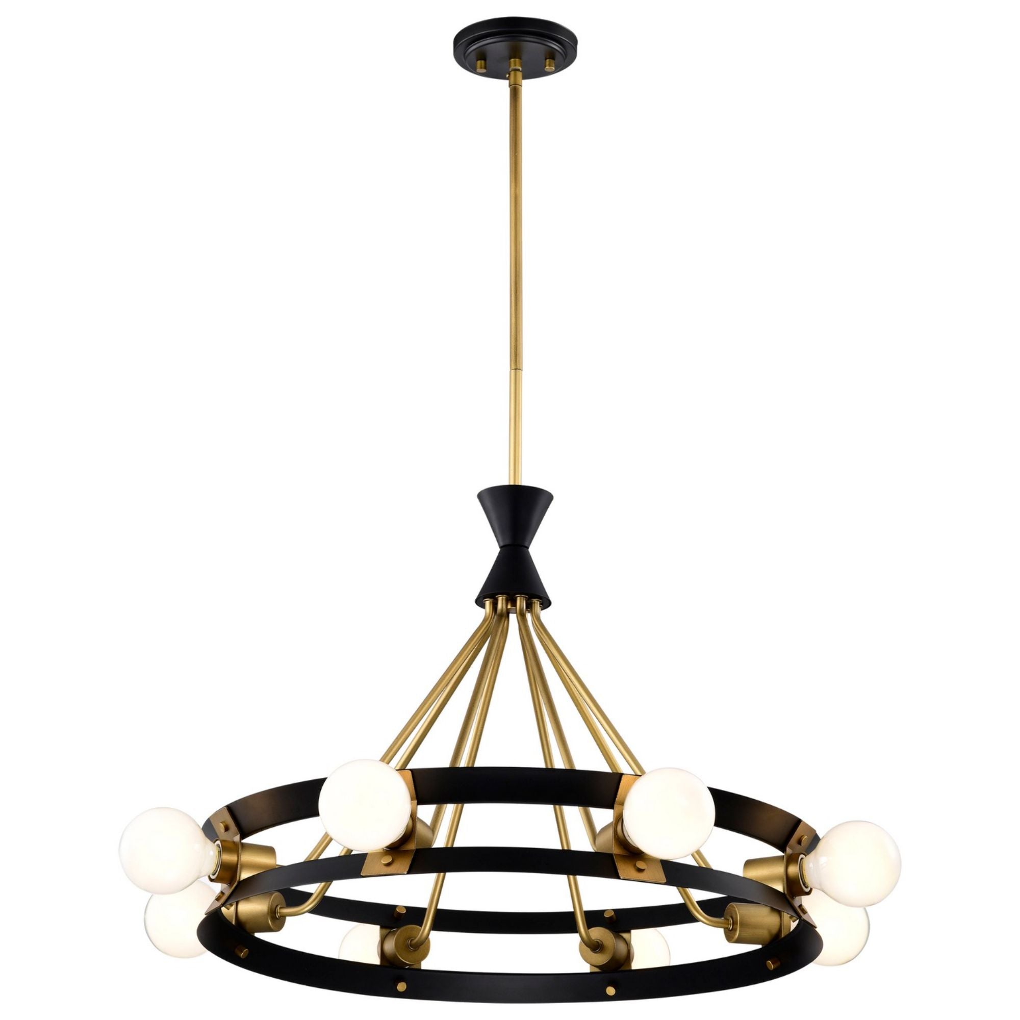 Marsden 23" 8 lights Chandelier, Matte Black / Natural Brass Finish - Bees Lighting