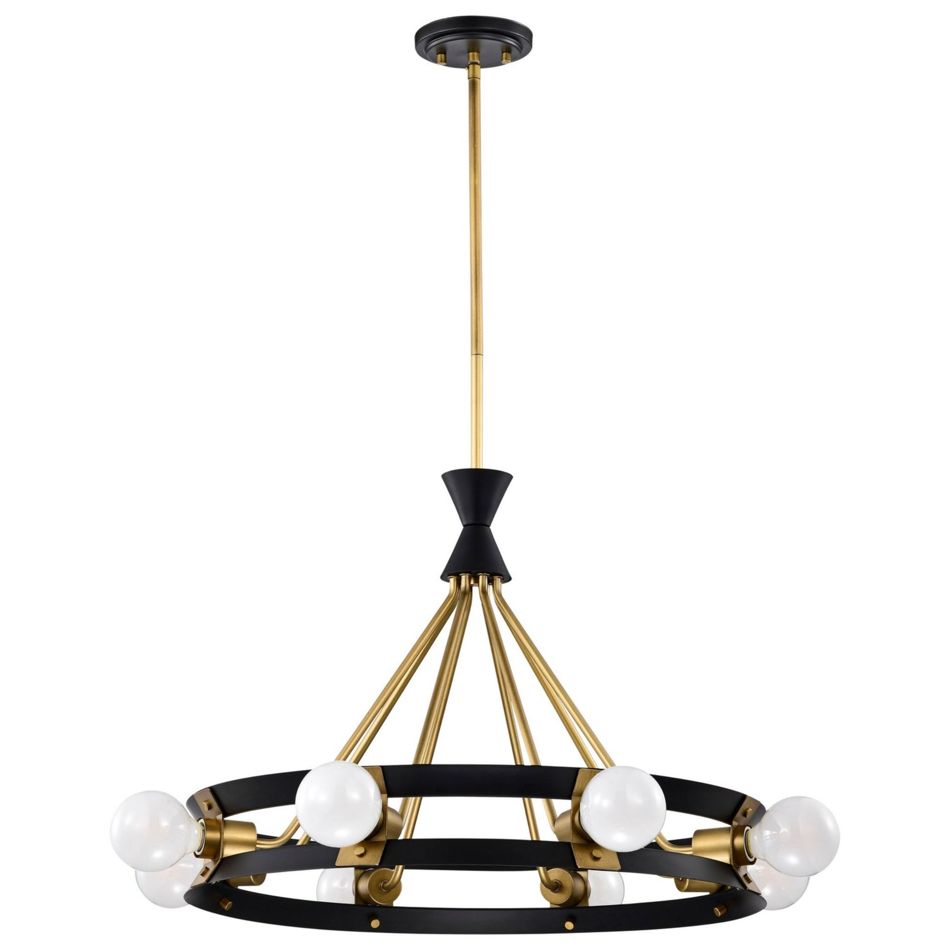 Marsden 23" 8 lights Chandelier, Matte Black / Natural Brass Finish - Bees Lighting
