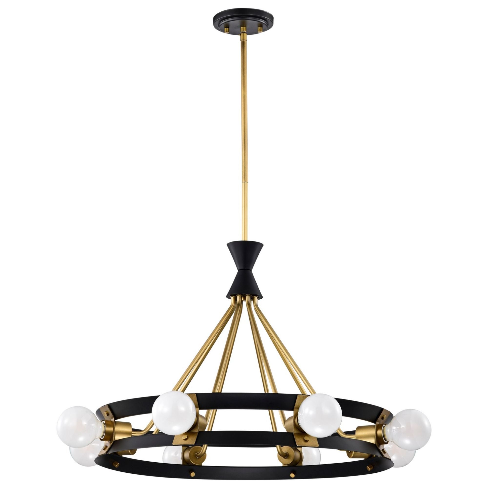Marsden 23" 8 lights Chandelier, Matte Black / Natural Brass Finish - Bees Lighting