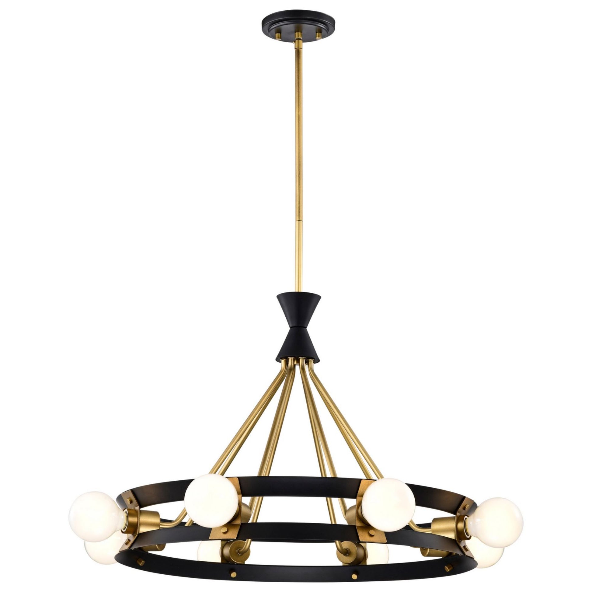 Marsden 23" 8 lights Chandelier, Matte Black / Natural Brass Finish - Bees Lighting