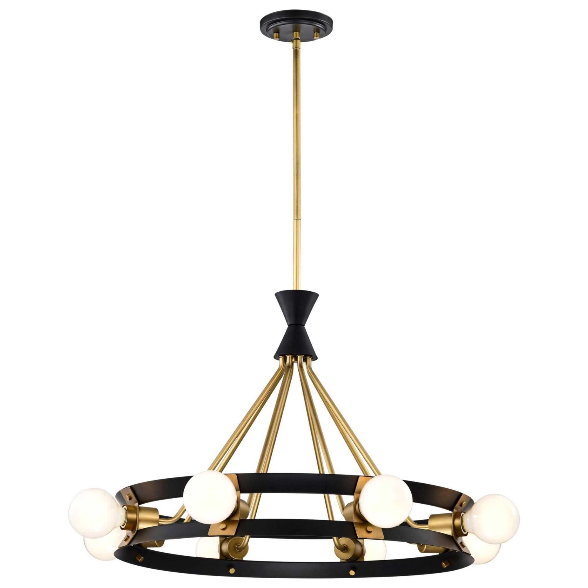 Marsden 23" 8 lights Chandelier, Matte Black / Natural Brass Finish - Bees Lighting