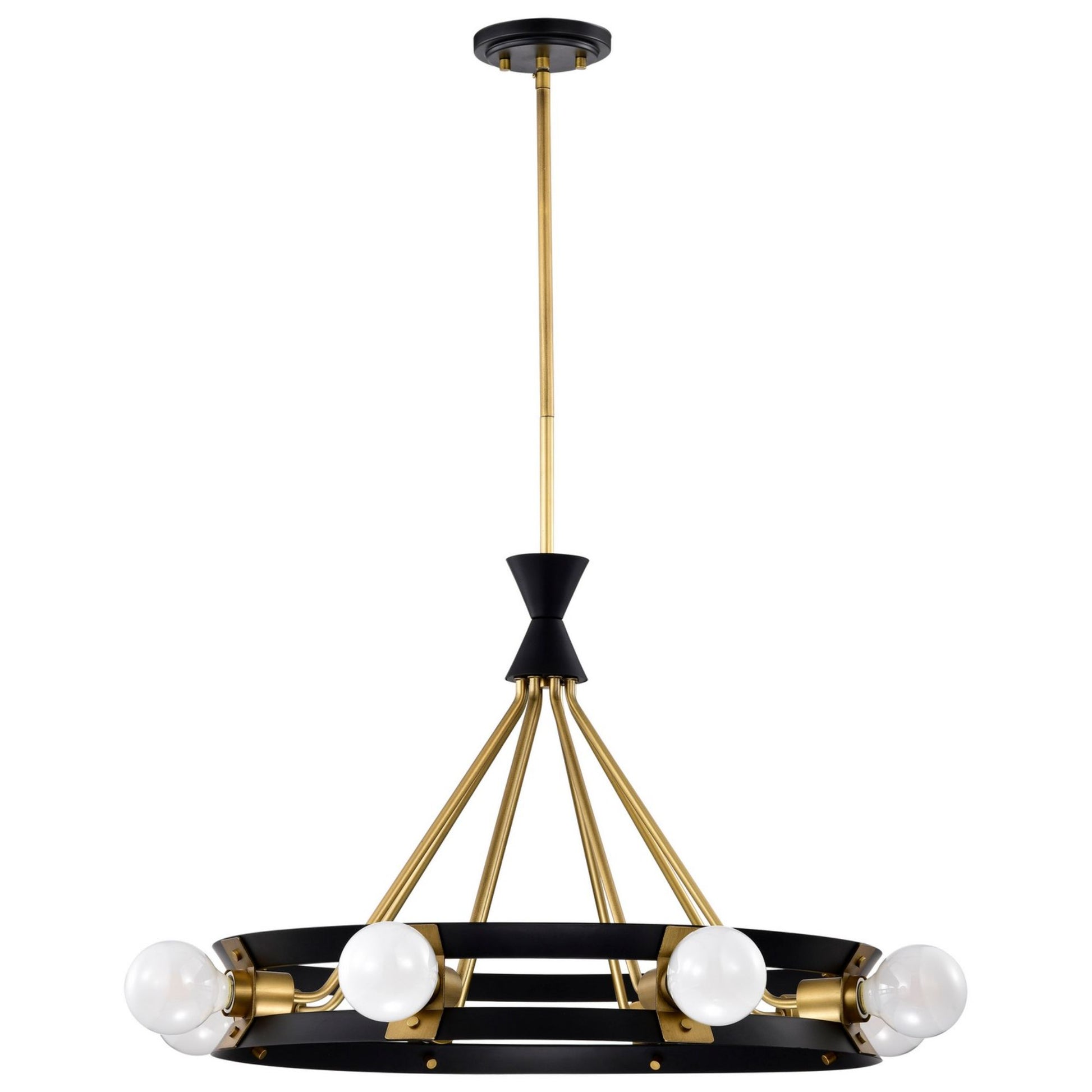 Marsden 23" 8 lights Chandelier, Matte Black / Natural Brass Finish - Bees Lighting