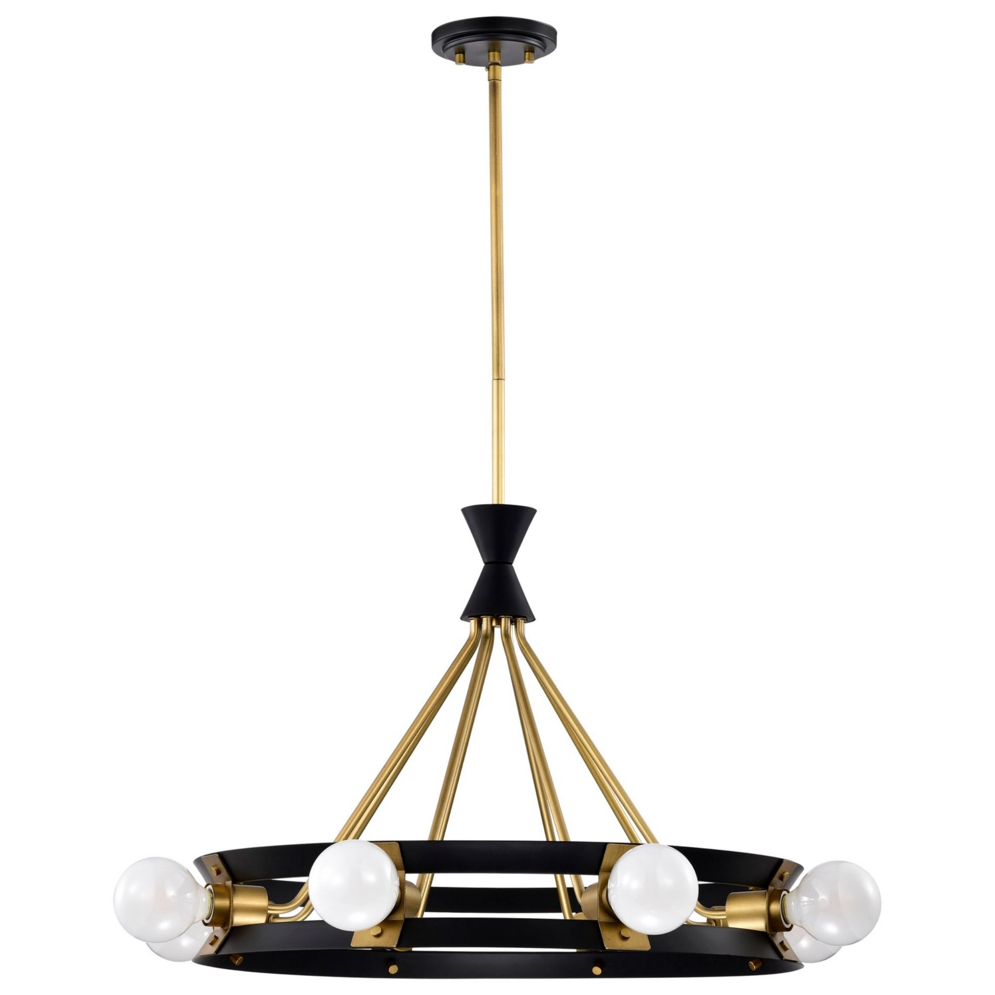 Marsden 23" 8 lights Chandelier, Matte Black / Natural Brass Finish - Bees Lighting