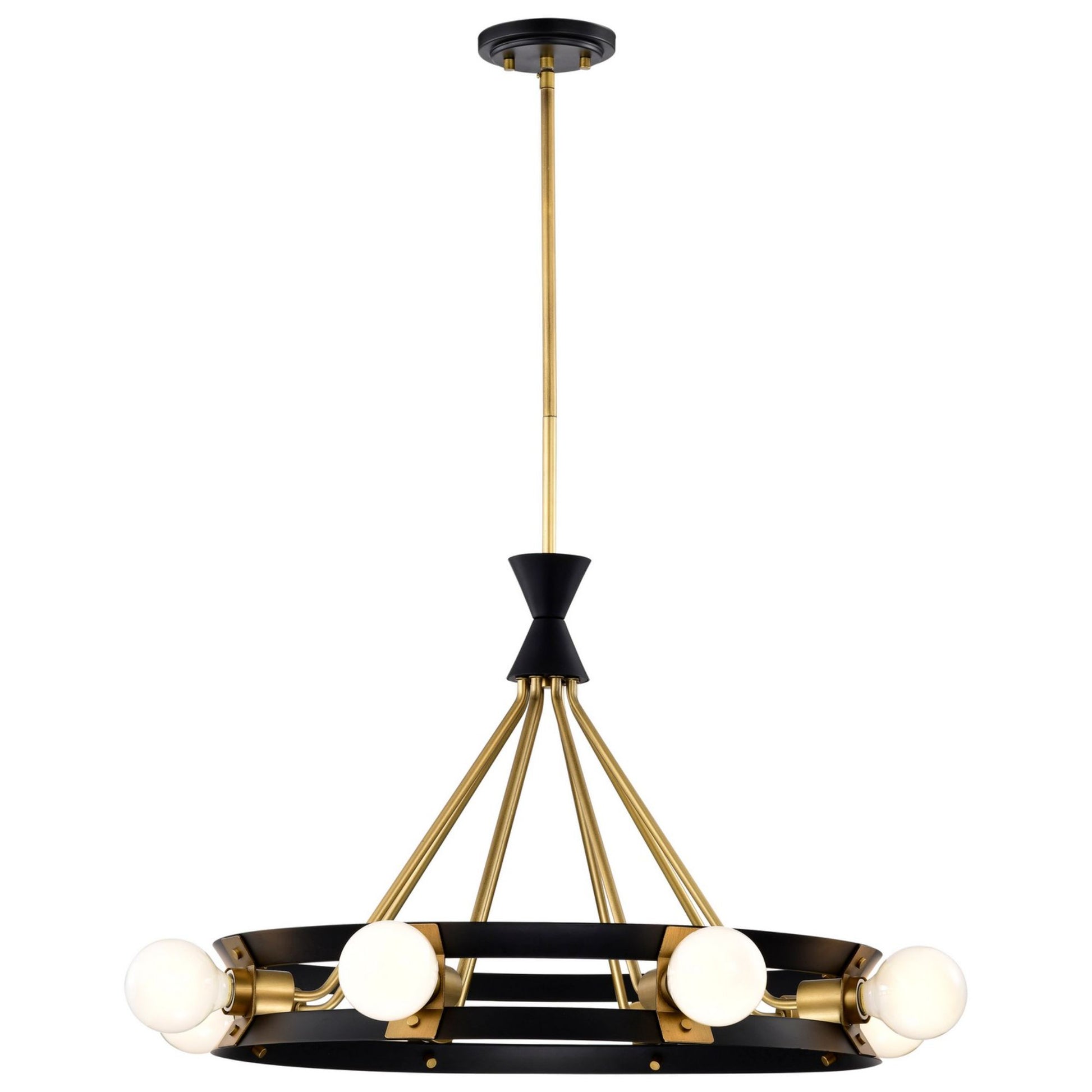 Marsden 23" 8 lights Chandelier, Matte Black / Natural Brass Finish - Bees Lighting