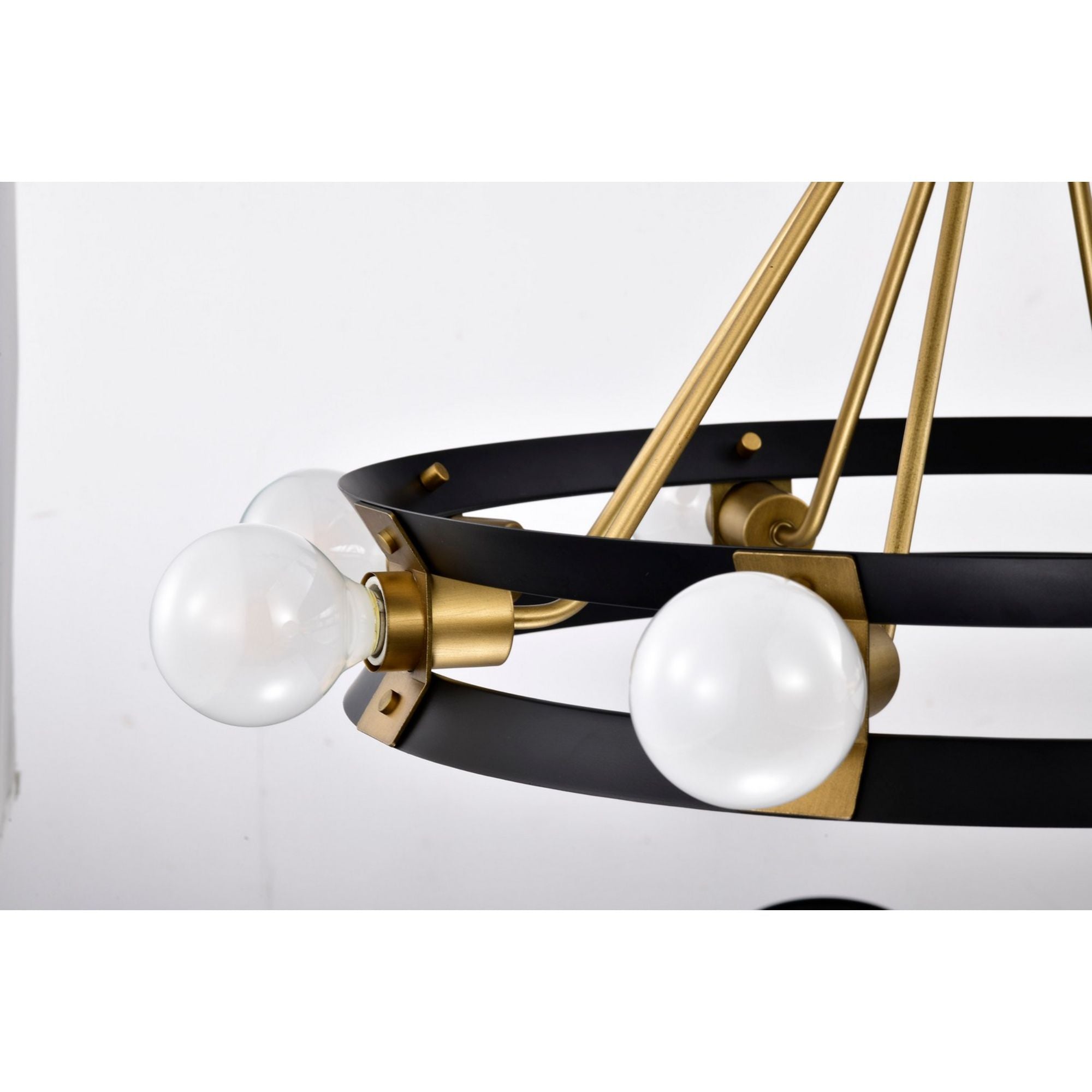 Marsden 23" 8 lights Chandelier, Matte Black / Natural Brass Finish - Bees Lighting