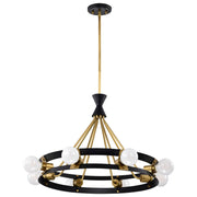 Marsden Chandelier Matte Black and Natural Brass Finish - Bees Lighting