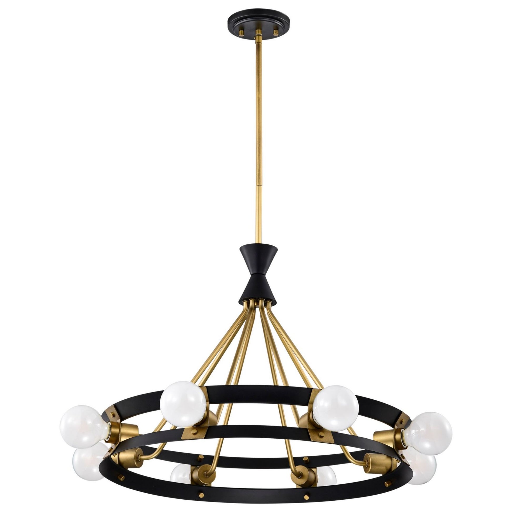 Marsden Chandelier Matte Black and Natural Brass Finish - Bees Lighting