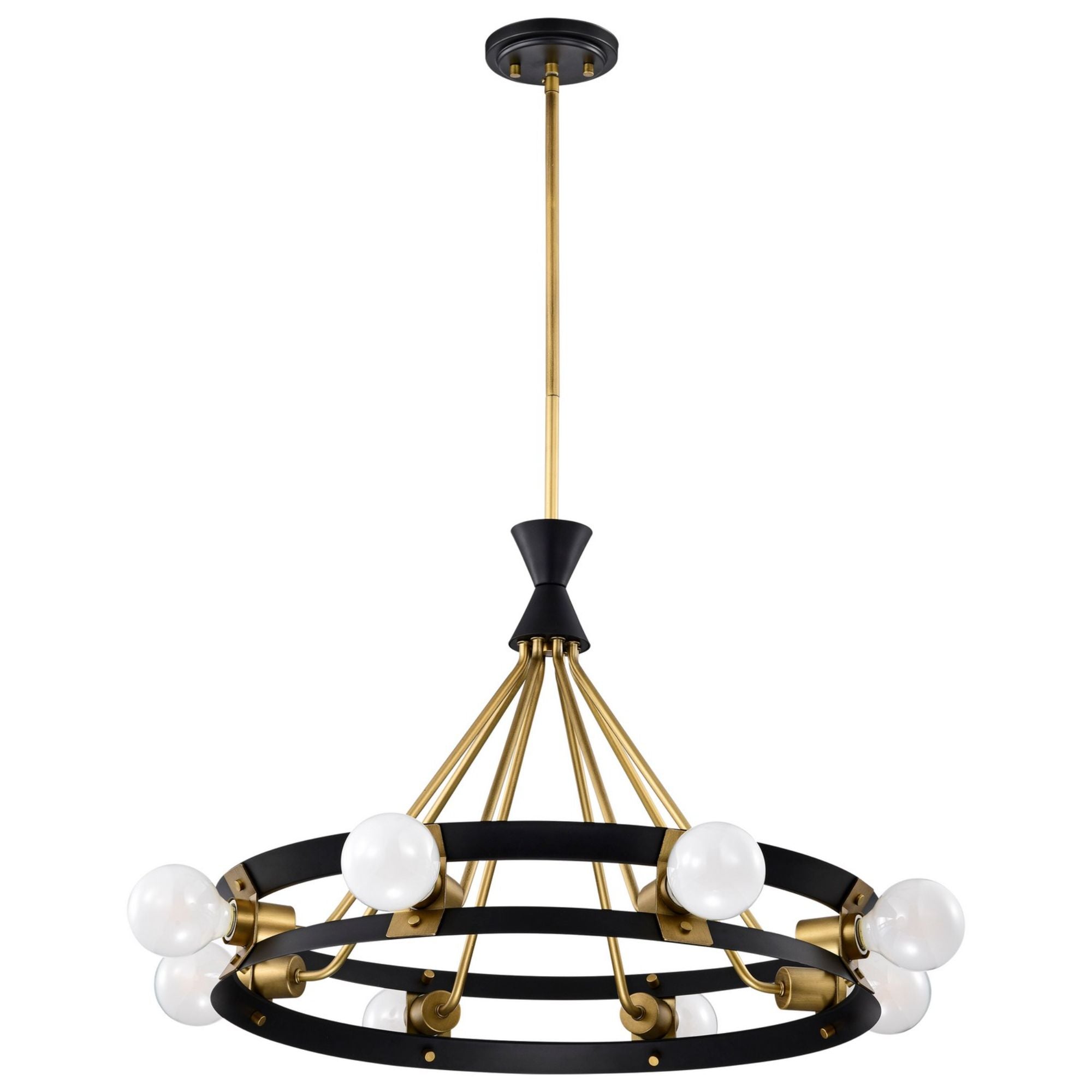 Marsden Chandelier Matte Black and Natural Brass Finish - Bees Lighting