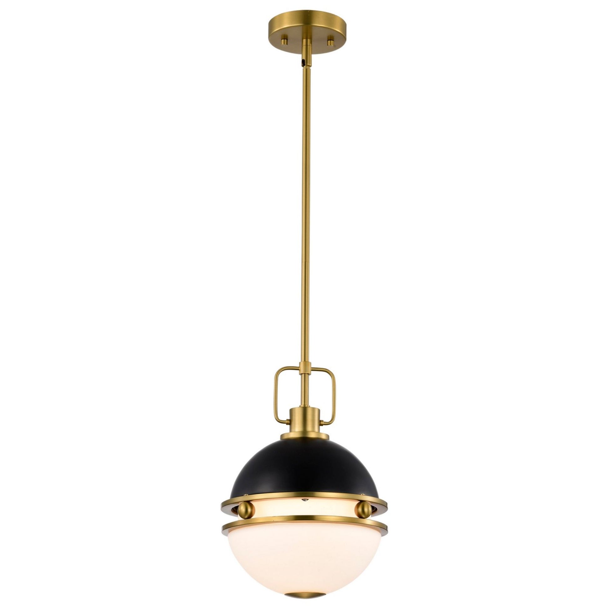 Everton 10" Pendant, Matte Black and Vintage Brass Finish - Bees Lighting