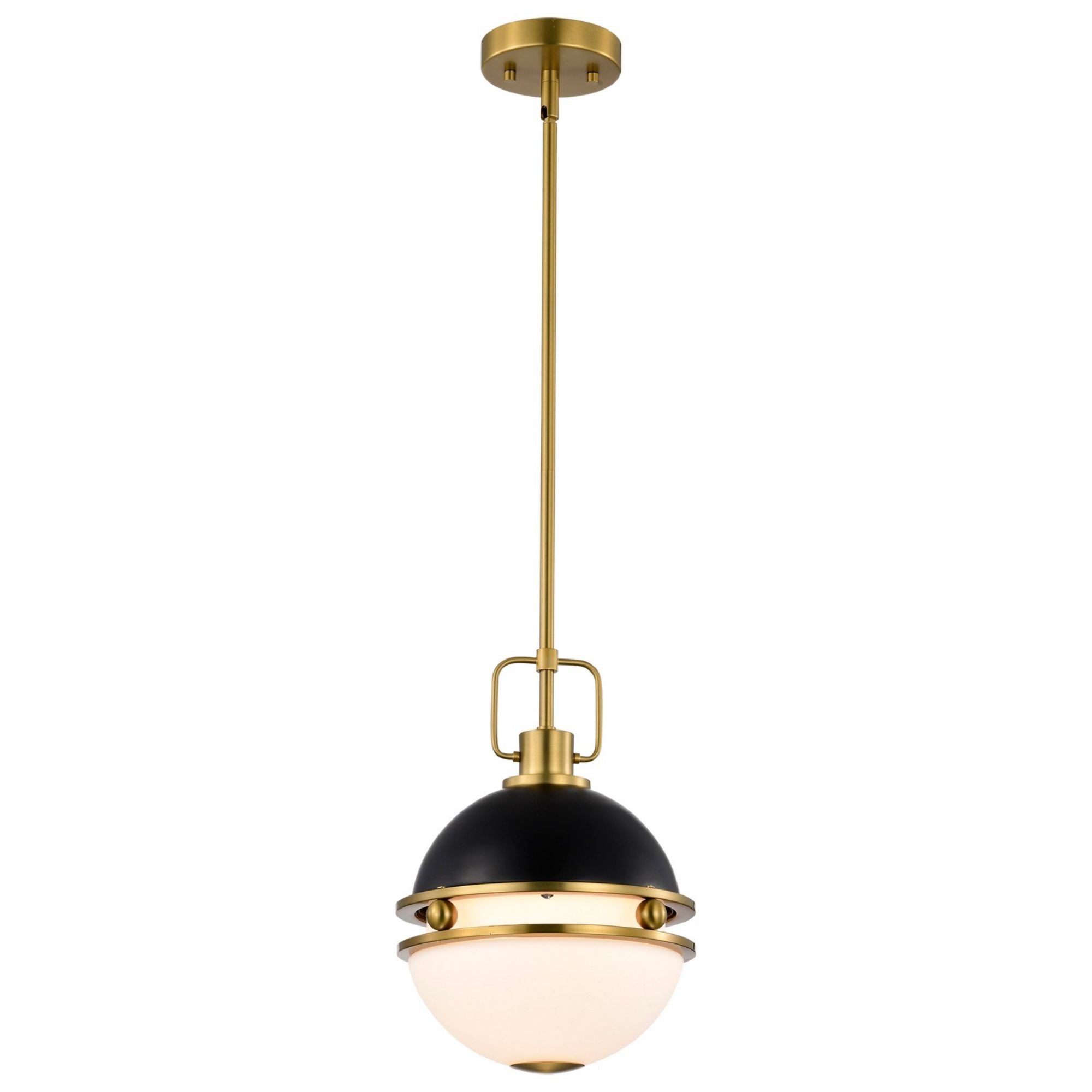 Everton 10" Pendant, Matte Black and Vintage Brass Finish - Bees Lighting