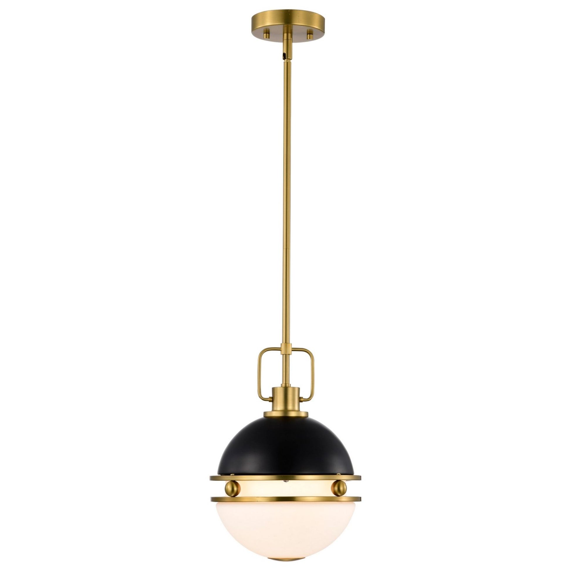 Everton 10" Pendant, Matte Black and Vintage Brass Finish - Bees Lighting