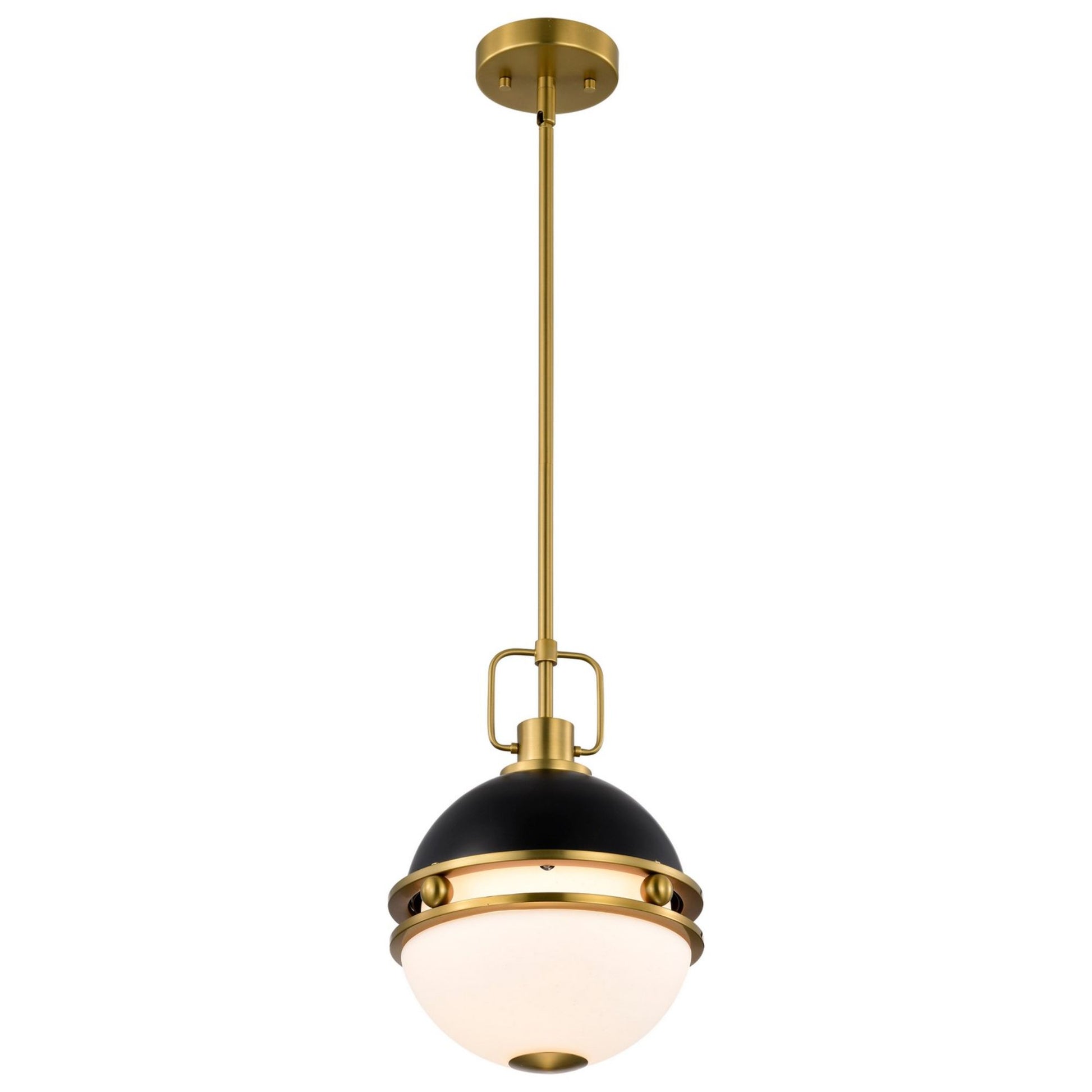 Everton 10" Pendant, Matte Black and Vintage Brass Finish - Bees Lighting