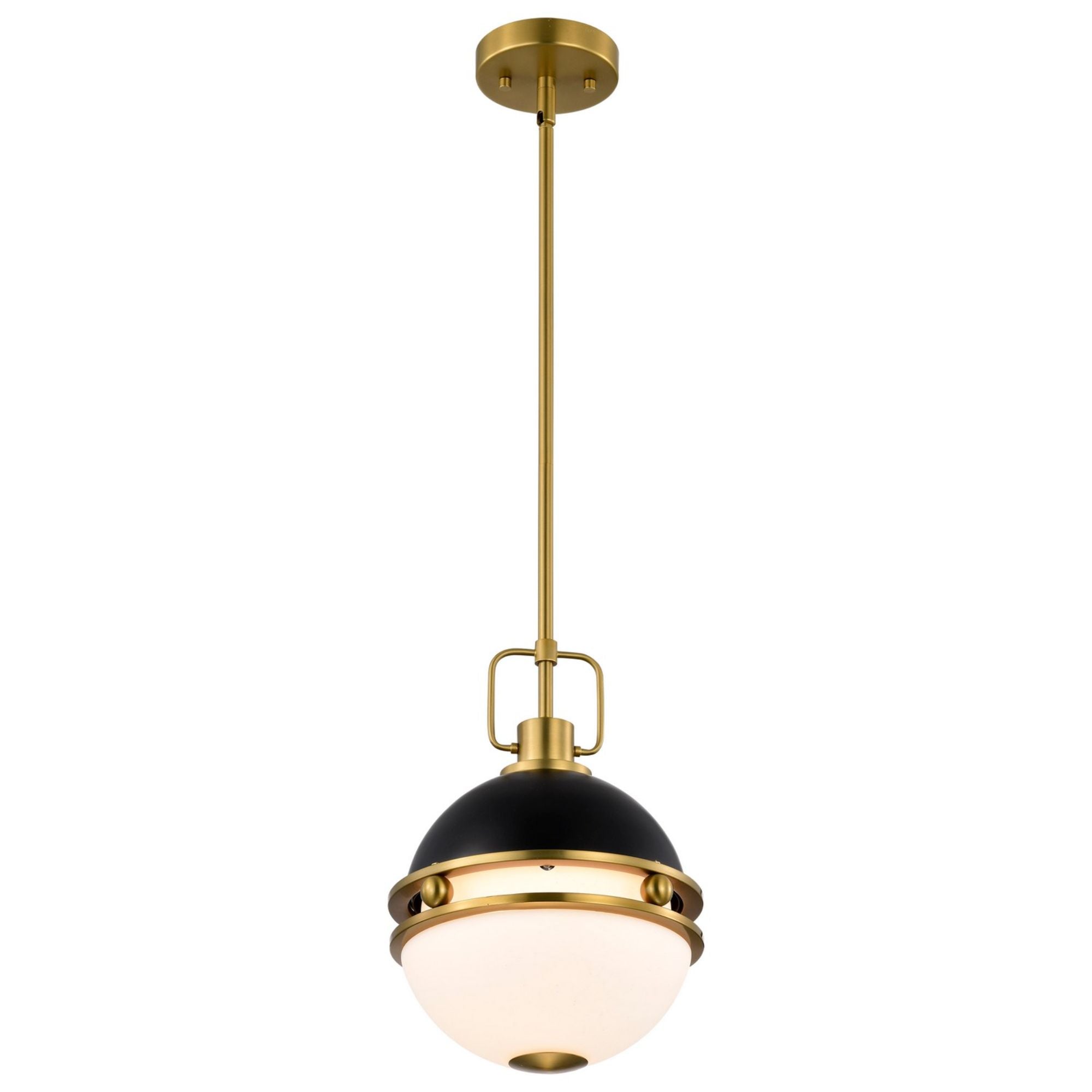 Everton 10" Pendant, Matte Black and Vintage Brass Finish - Bees Lighting