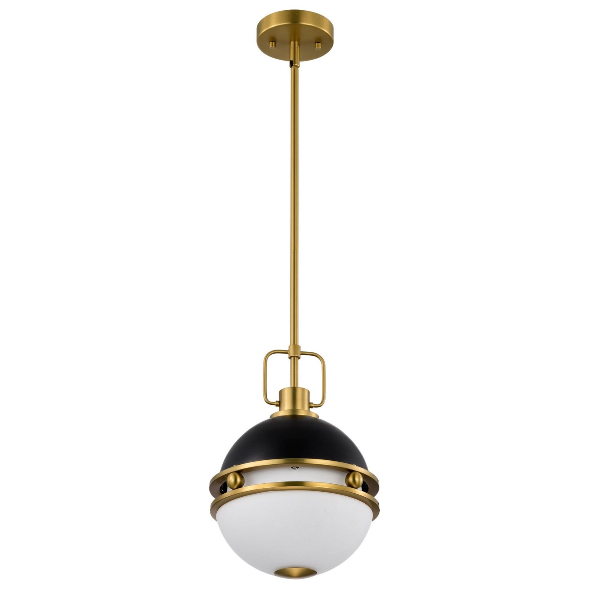 Everton 10" Pendant, Matte Black and Vintage Brass Finish - Bees Lighting
