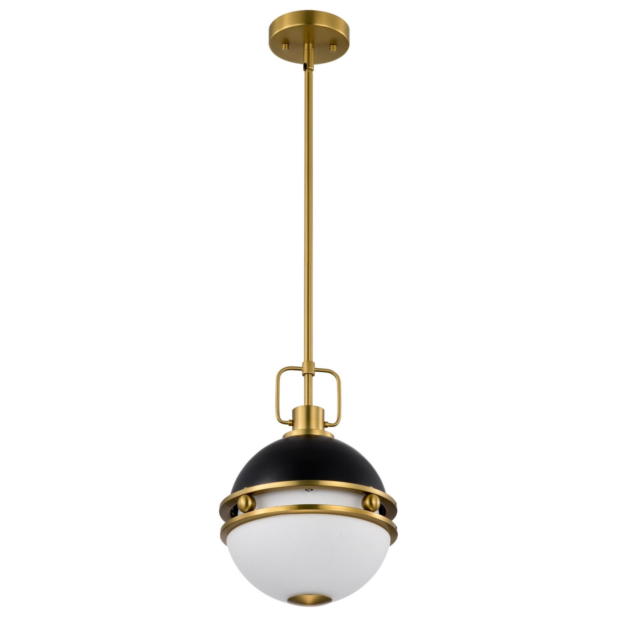 Everton 10" Pendant, Matte Black and Vintage Brass Finish - Bees Lighting