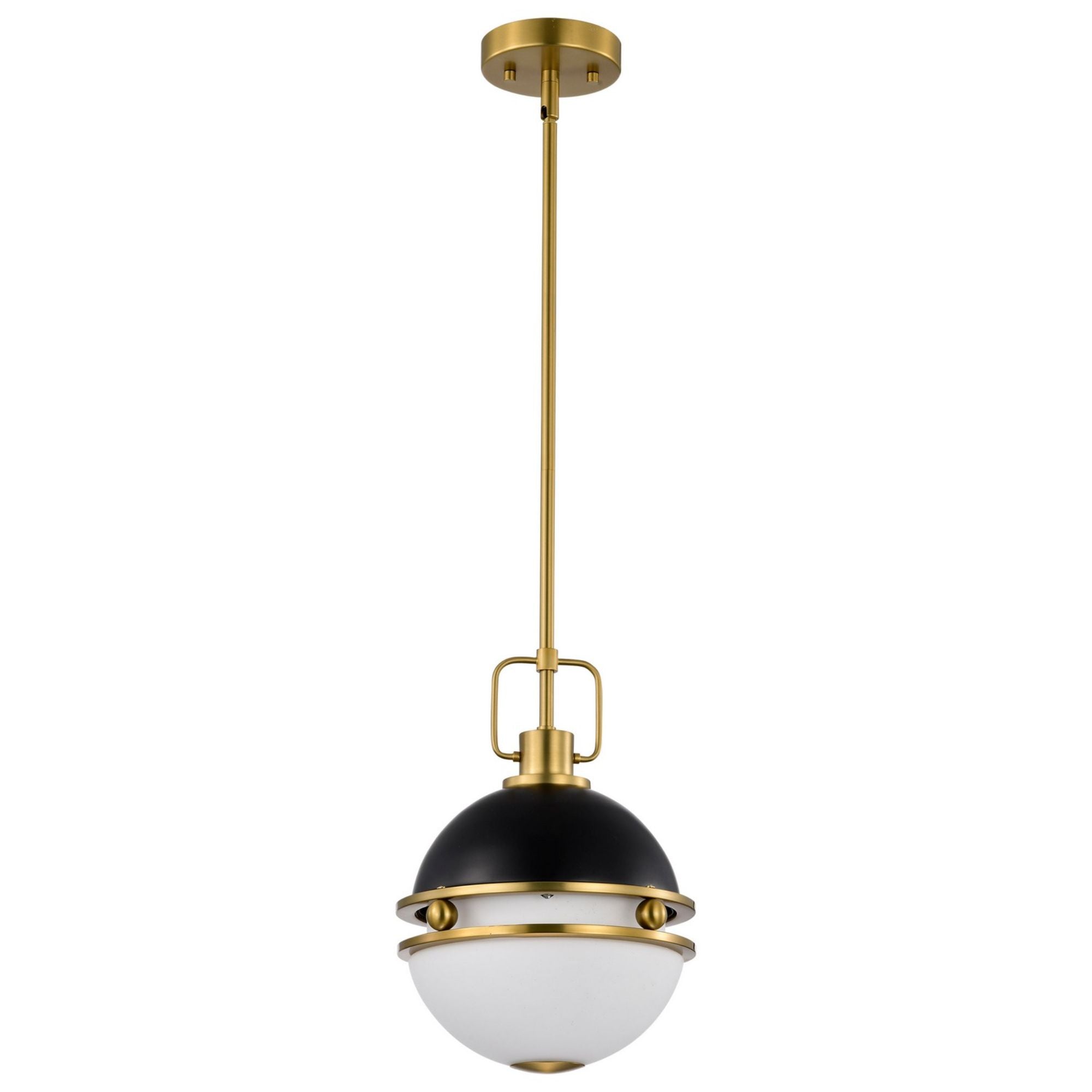 Everton Pendant Light, Vintage Brass Accent, Etched Opal Glass - Bees Lighting