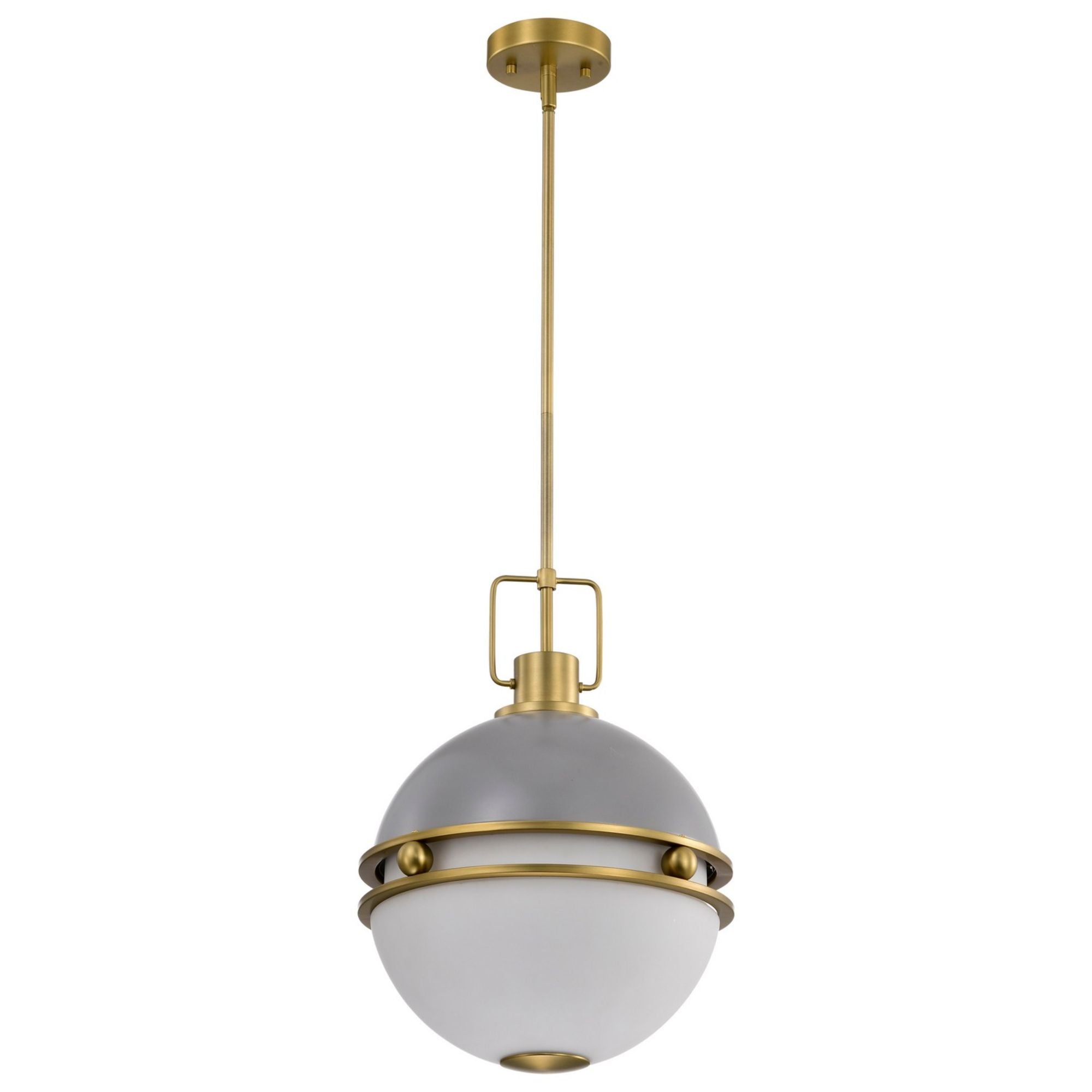 Everton 14" 2 lights Pendant, Matte Gray and Vintage Brass Finish - Bees Lighting
