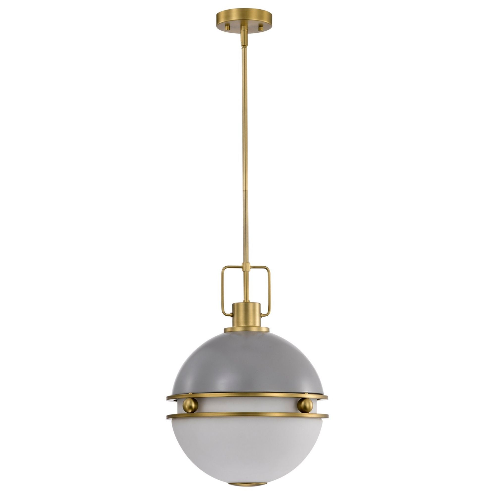 Everton 14" 2 lights Pendant, Matte Gray and Vintage Brass Finish - Bees Lighting