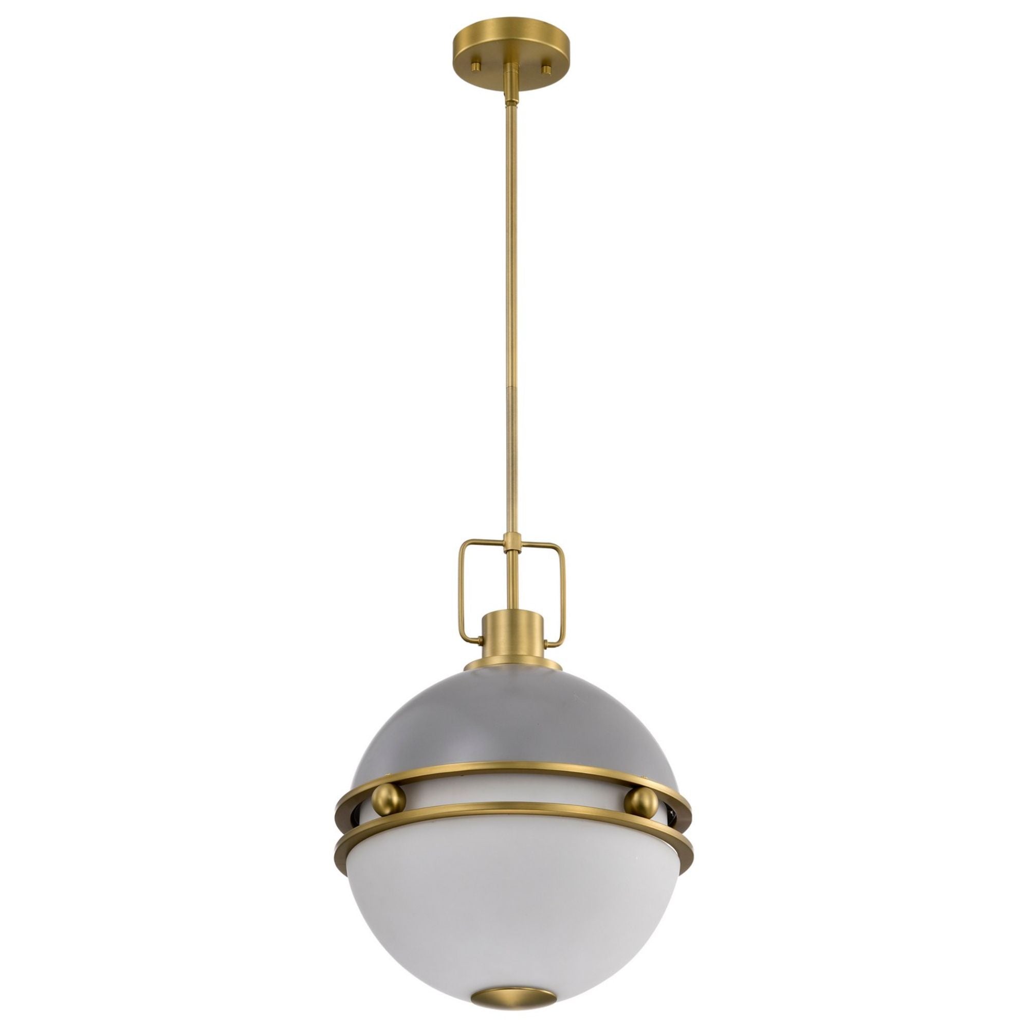 Everton Pendant Light, Vintage Brass Accent, Etched Opal Glass - Bees Lighting