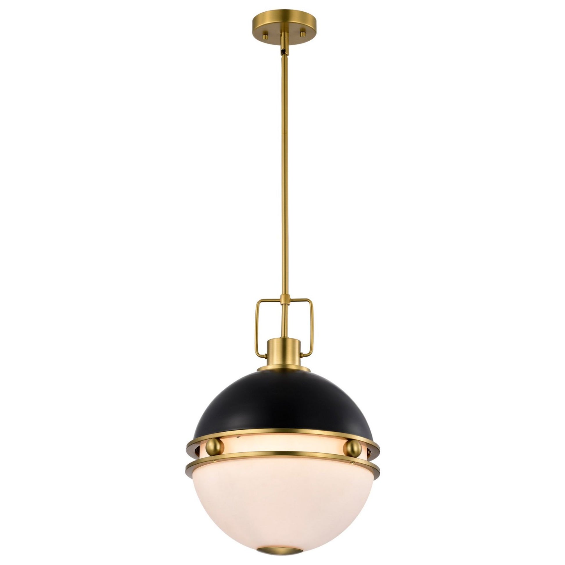 Everton 14" 2 lights Pendant, Matte Black and Vintage Brass Finish - Bees Lighting