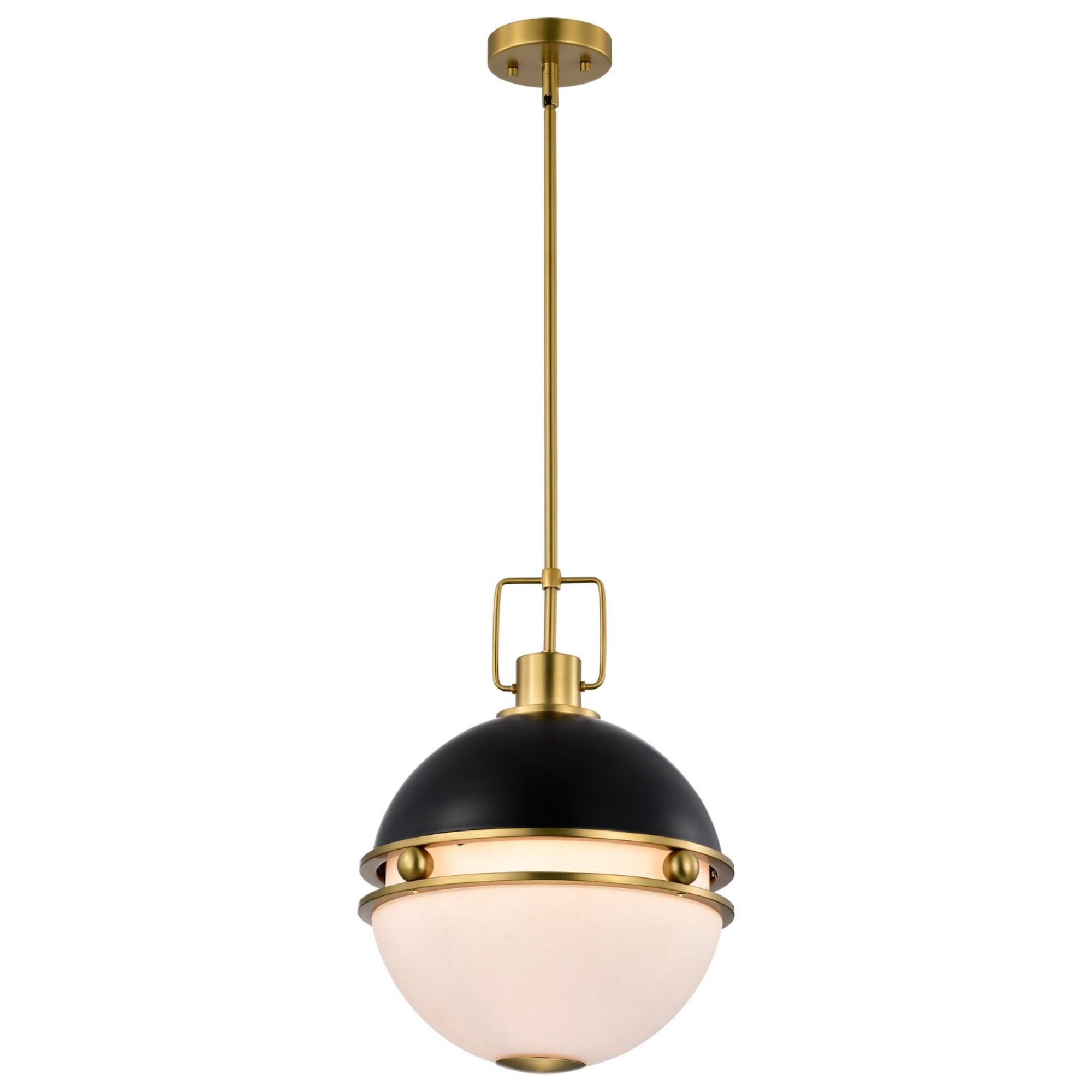 Everton 14" 2 lights Pendant, Matte Black and Vintage Brass Finish - Bees Lighting
