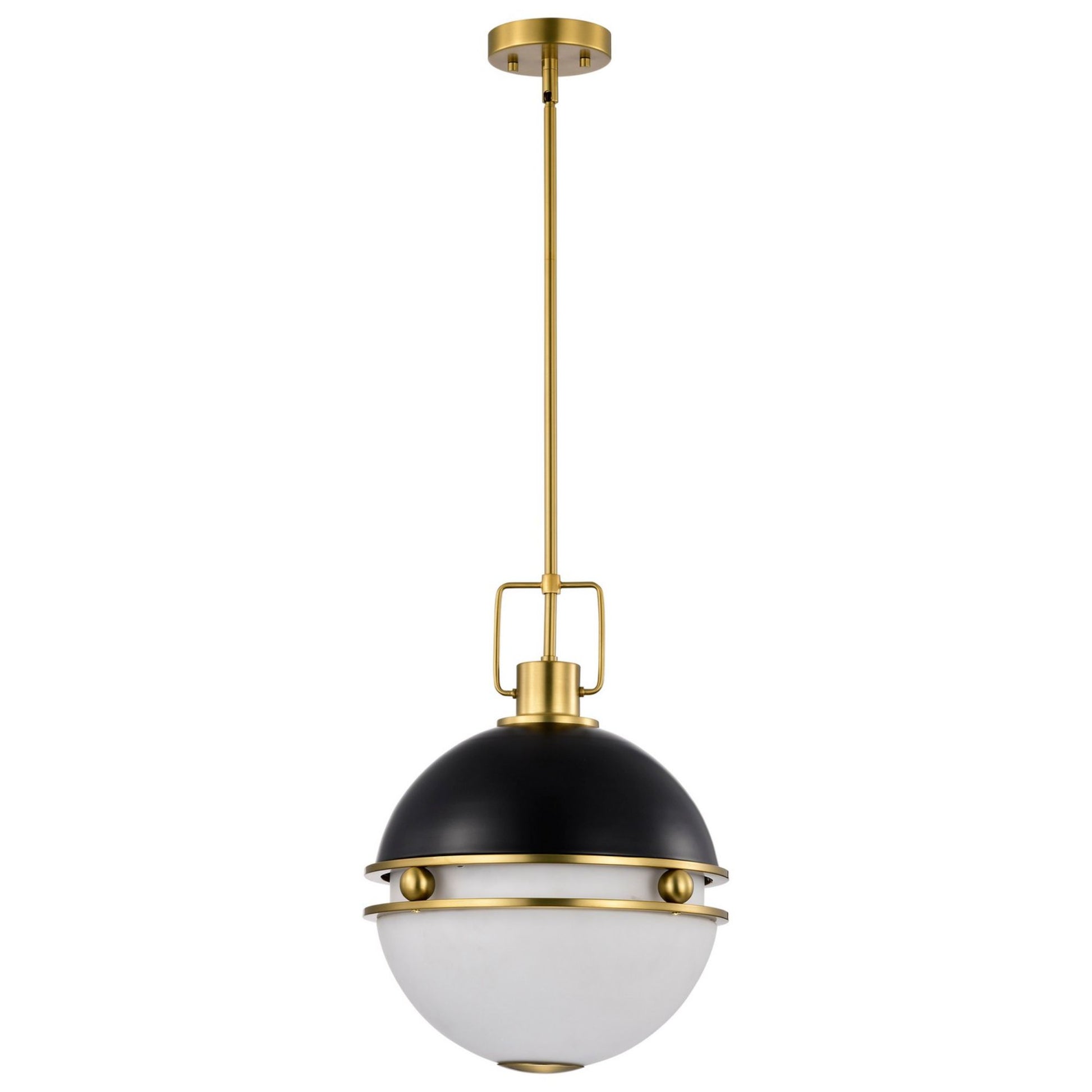 Everton 14" 2 lights Pendant, Matte Black and Vintage Brass Finish - Bees Lighting
