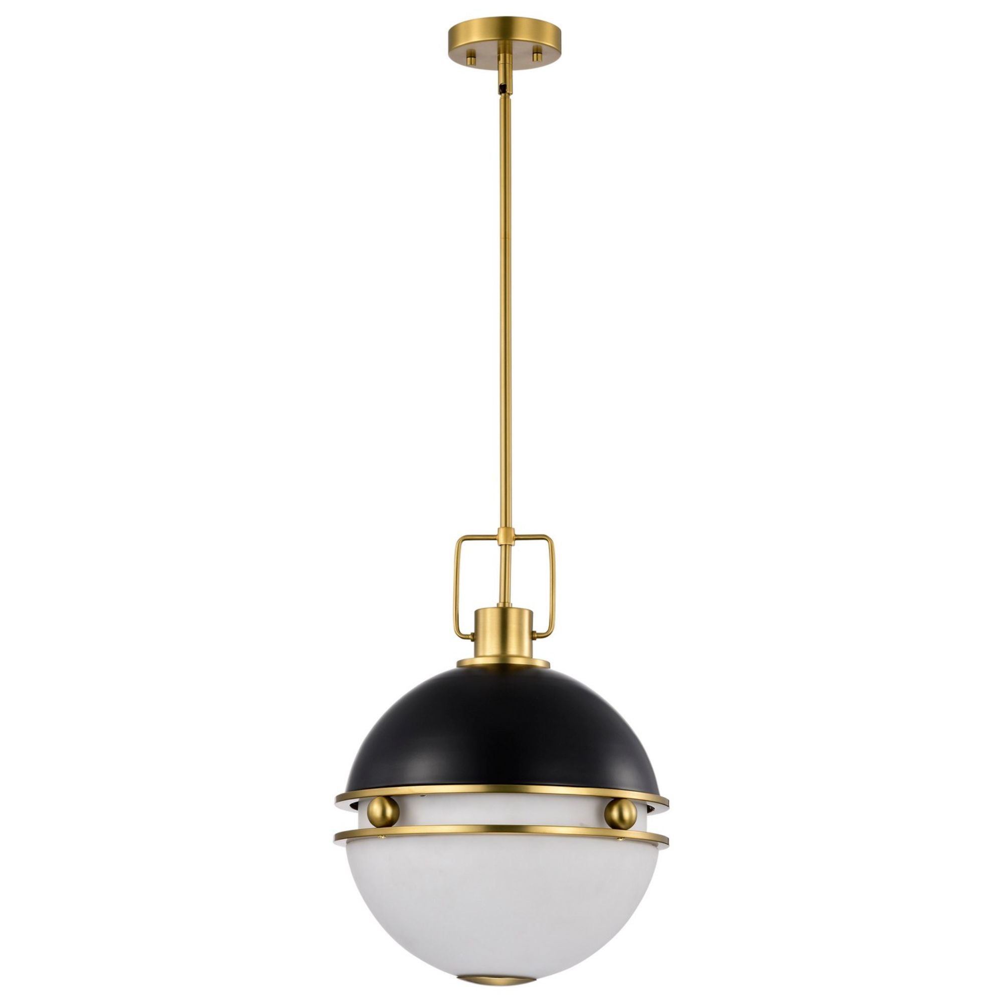 Everton 14" 2 lights Pendant, Matte Black and Vintage Brass Finish - Bees Lighting
