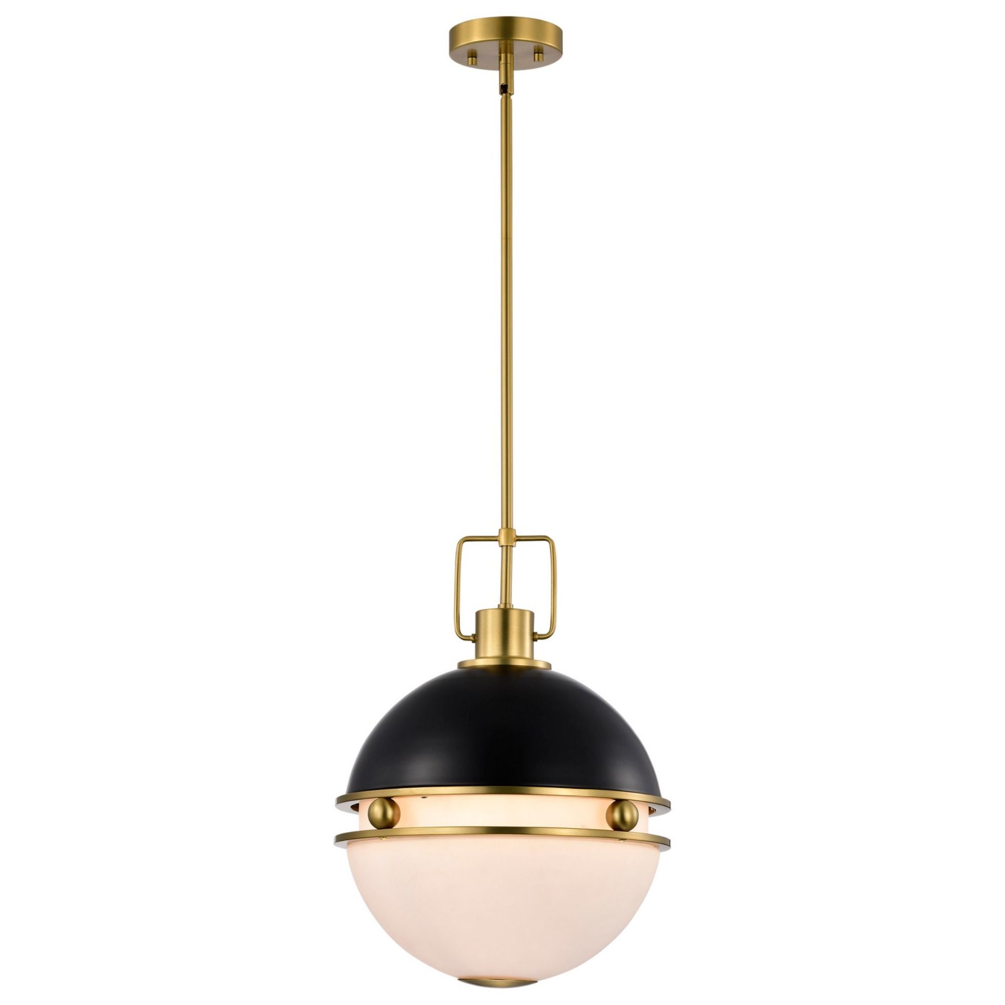 Everton 14" 2 lights Pendant, Matte Black and Vintage Brass Finish - Bees Lighting
