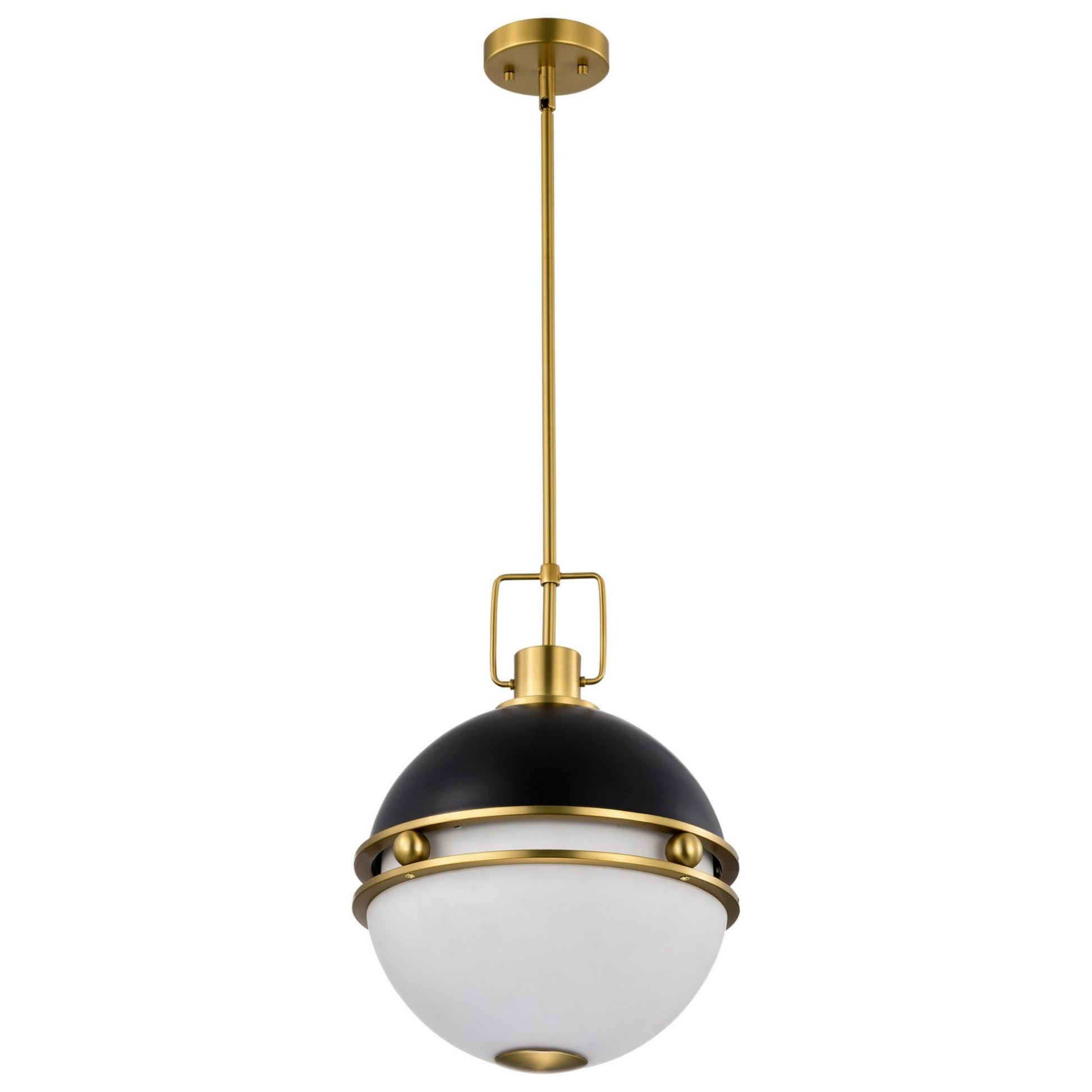 Everton 14" 2 lights Pendant, Matte Black and Vintage Brass Finish - Bees Lighting