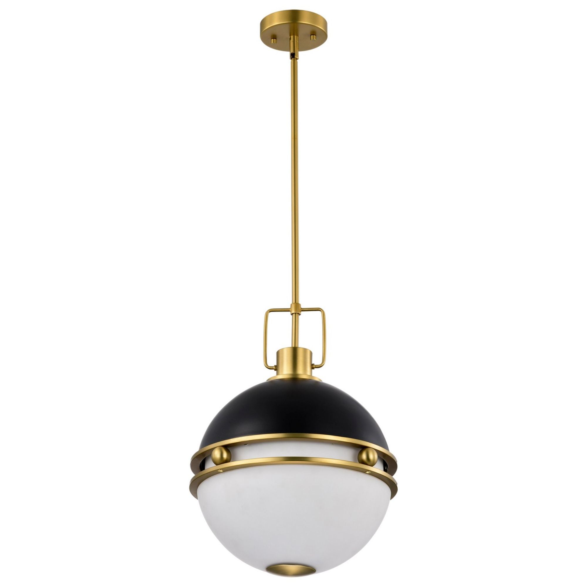 Everton 14" 2 lights Pendant, Matte Black and Vintage Brass Finish - Bees Lighting