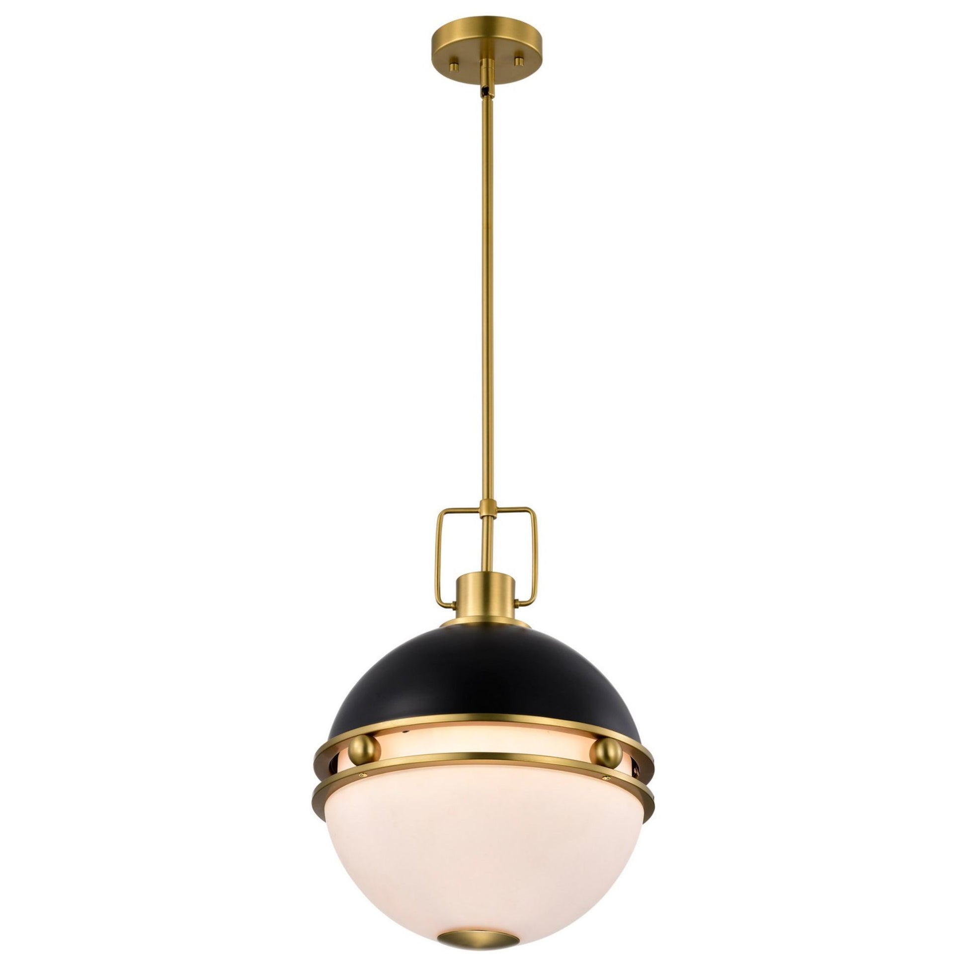 Everton 14" 2 lights Pendant, Matte Black and Vintage Brass Finish - Bees Lighting