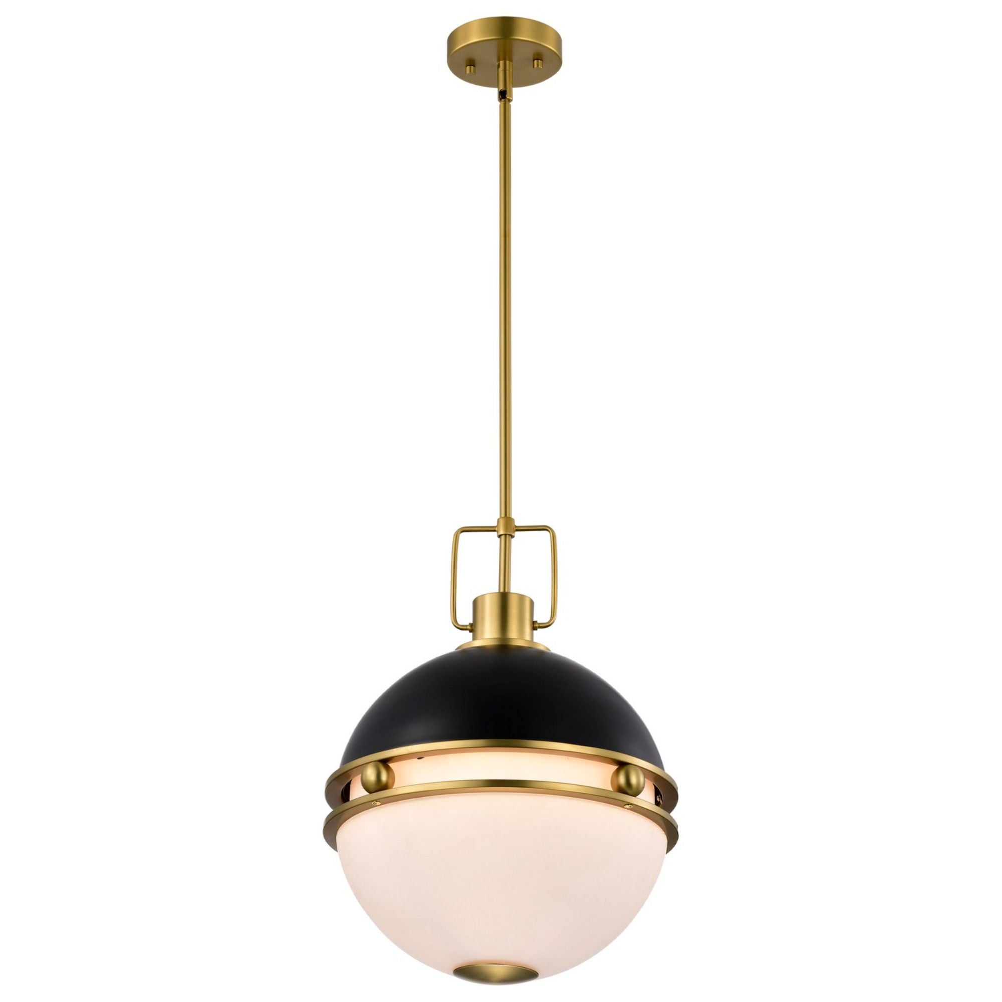 Everton 14" 2 lights Pendant, Matte Black and Vintage Brass Finish - Bees Lighting