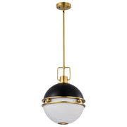 Everton Pendant Light, Vintage Brass Accent, Etched Opal Glass - Bees Lighting
