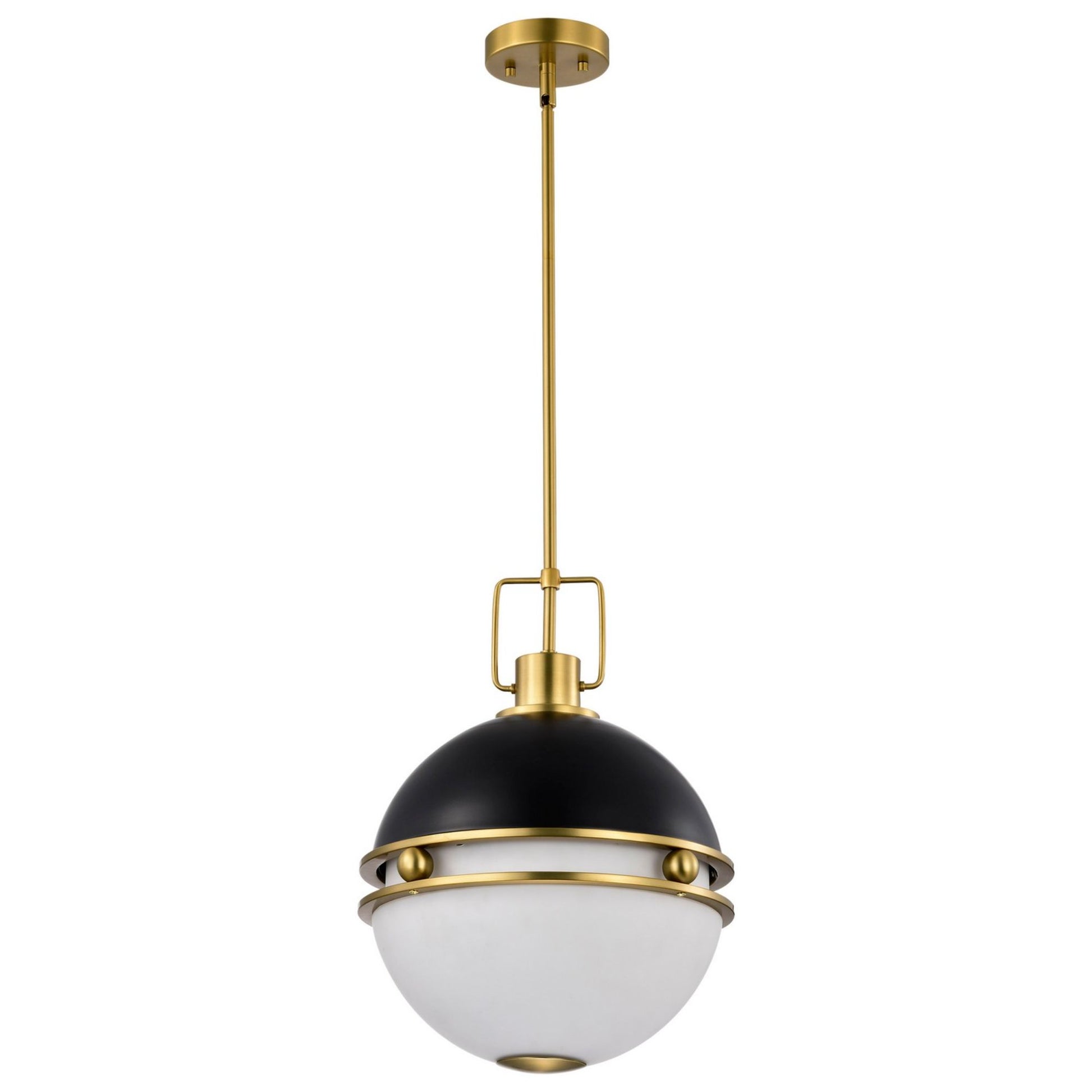 Everton Pendant Light, Vintage Brass Accent, Etched Opal Glass - Bees Lighting