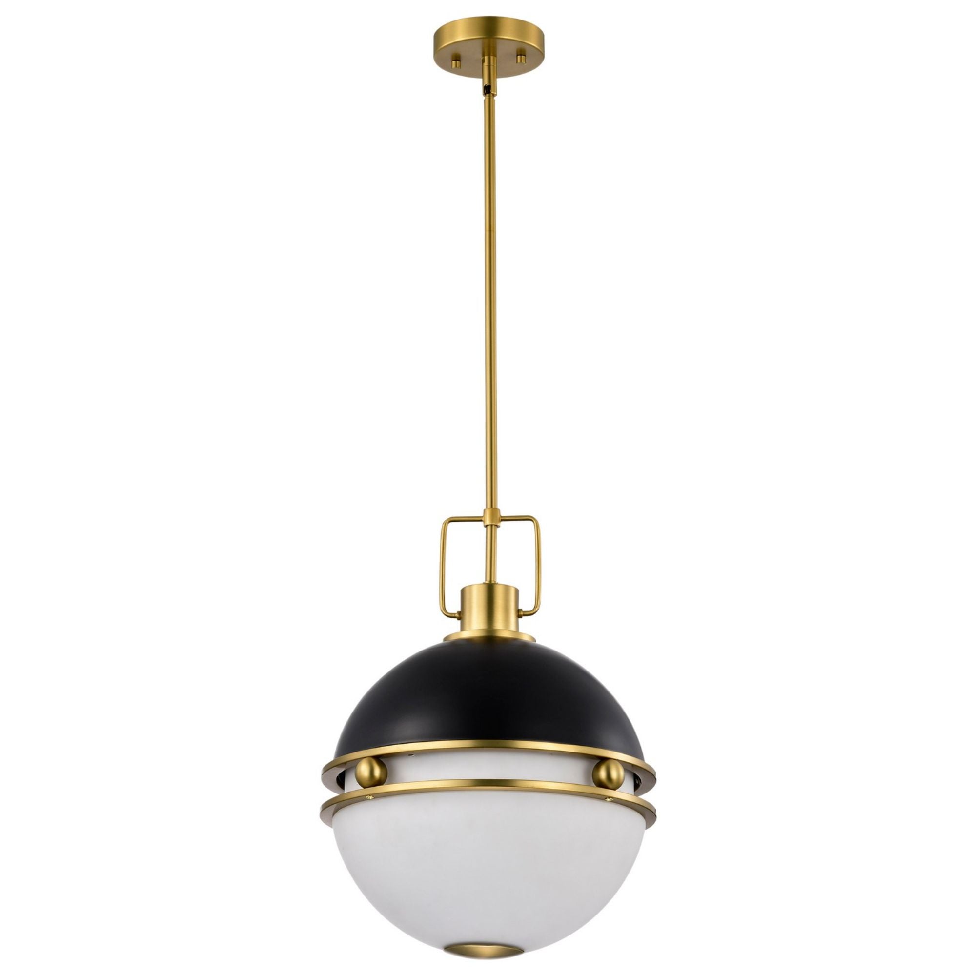 Everton Pendant Light, Vintage Brass Accent, Etched Opal Glass - Bees Lighting