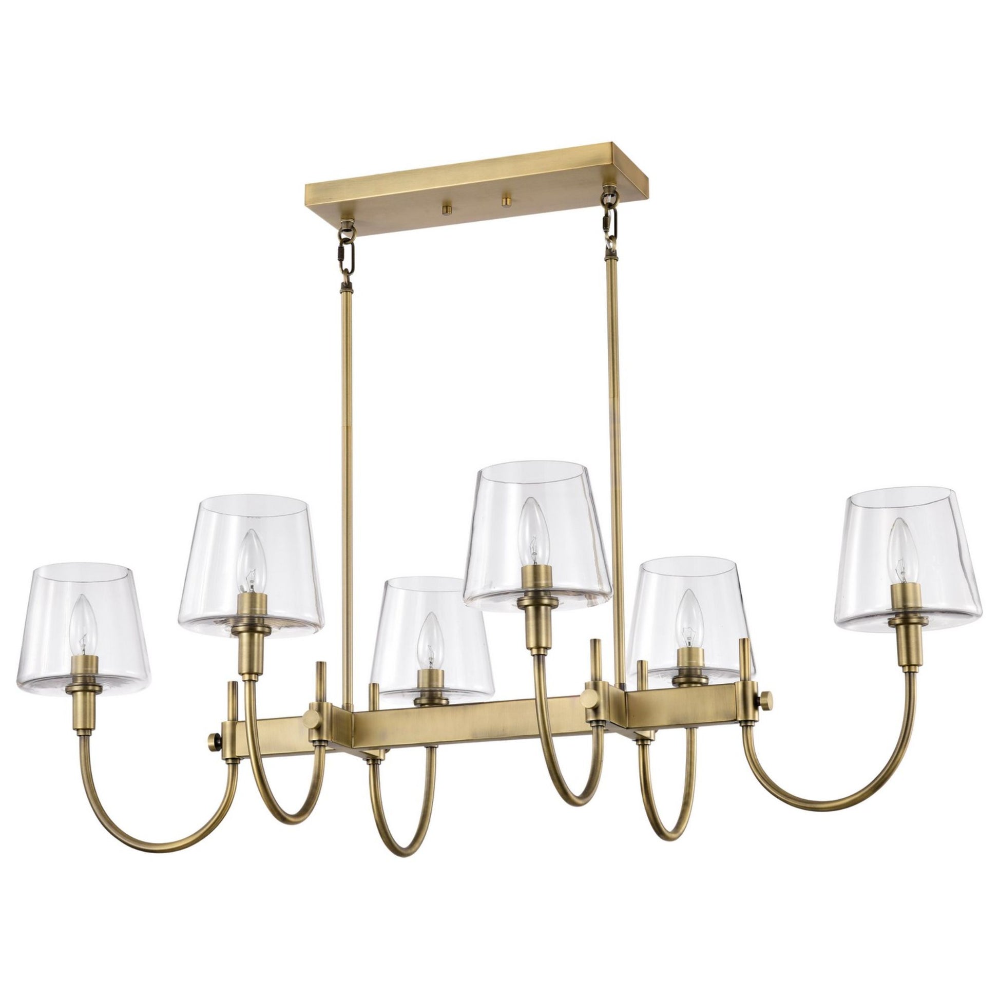 Brookside 42" 6 lights Pendant, Vintage Brass Finish - Bees Lighting