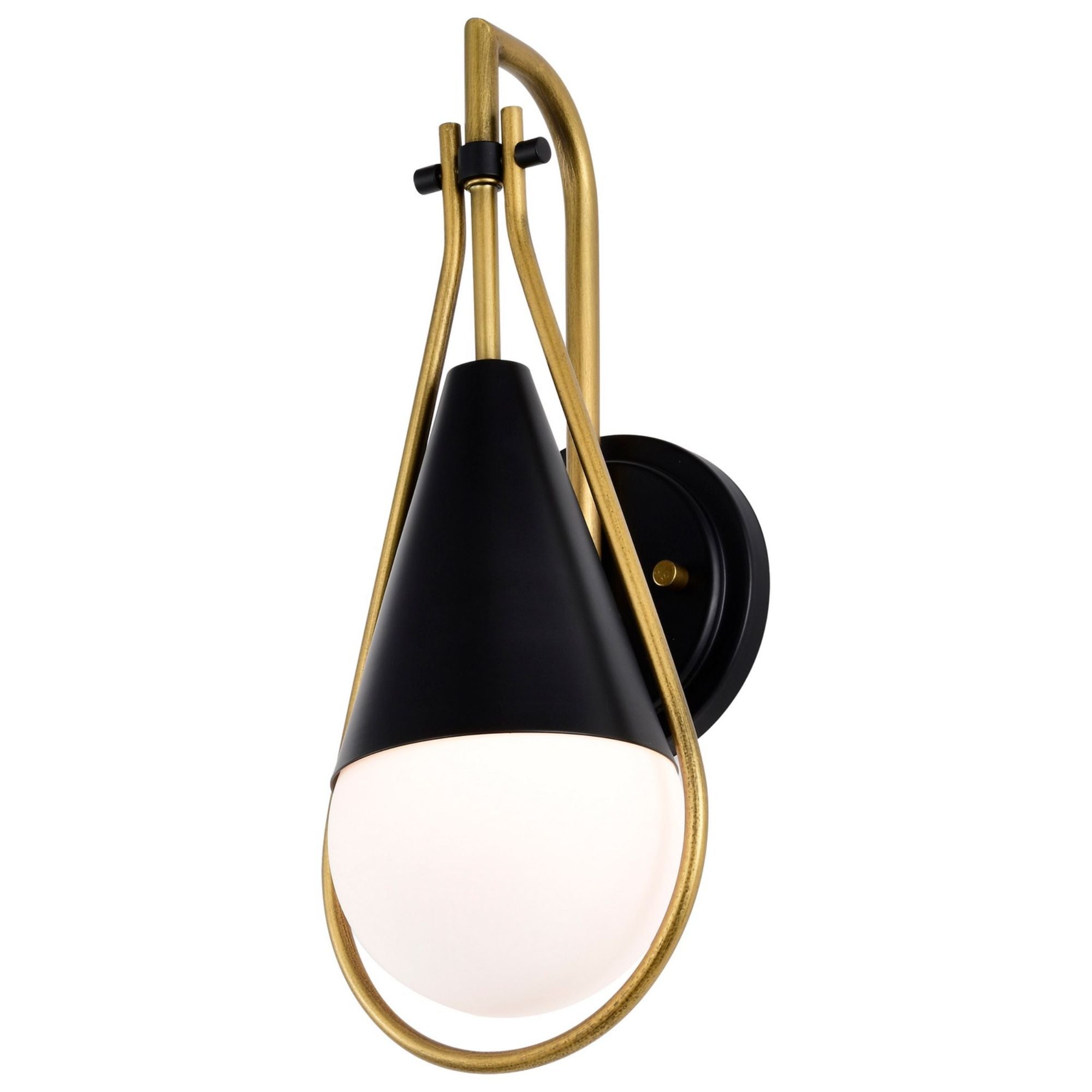 Admiral 15" Wall Sconce, Matte Black and Natural Brass Finish - Bees Lighting