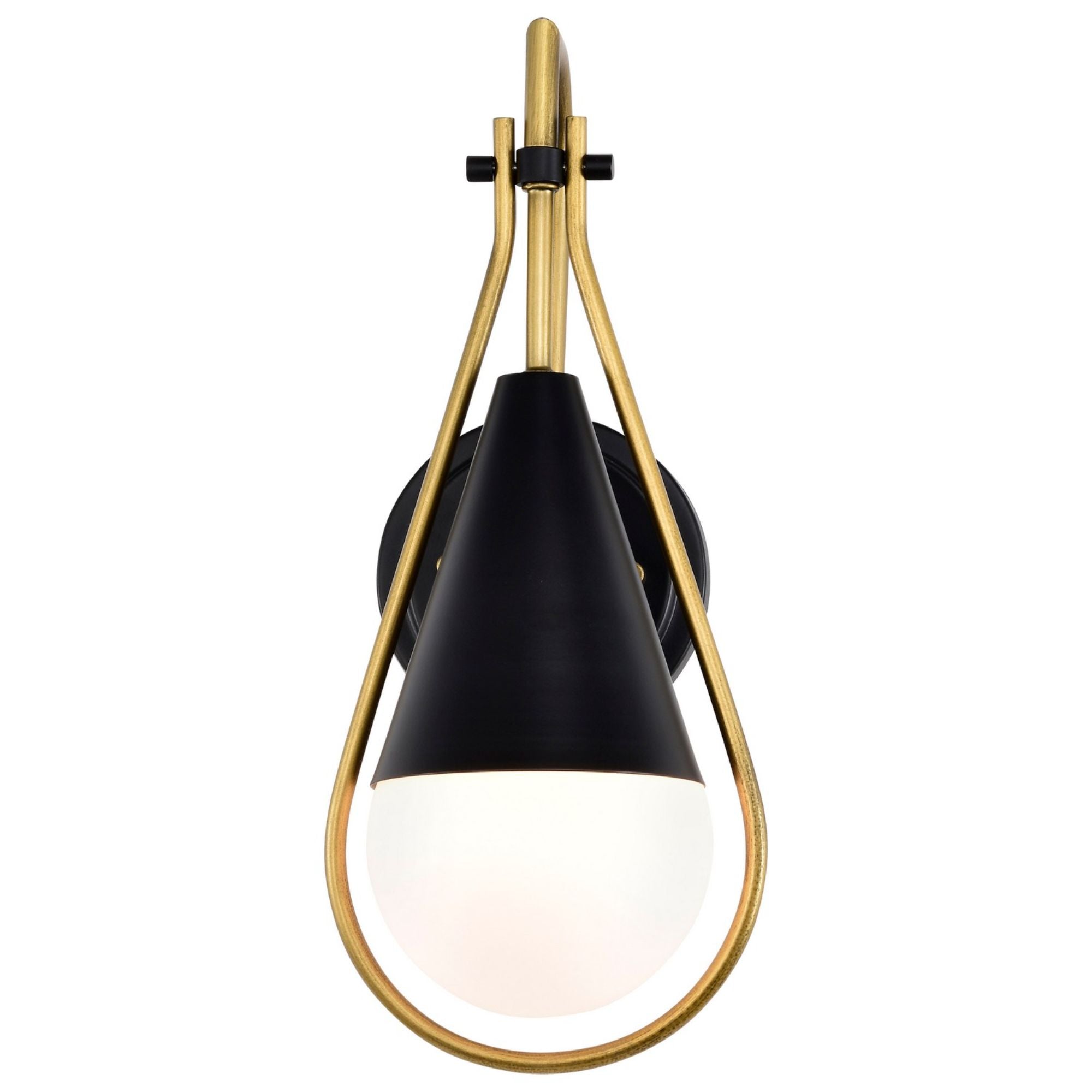 Admiral 15" Wall Sconce, Matte Black and Natural Brass Finish - Bees Lighting