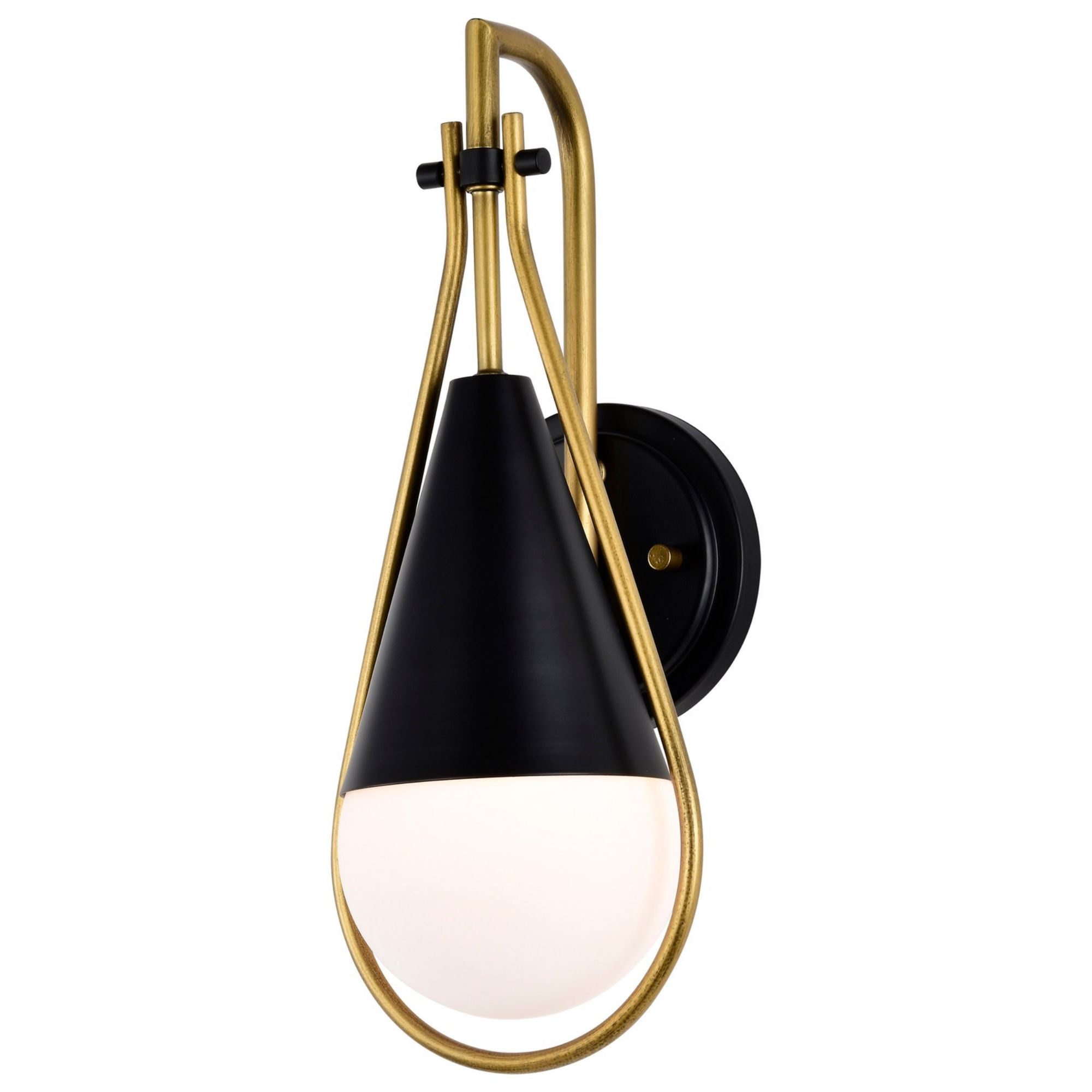 Admiral 15" Wall Sconce, Matte Black and Natural Brass Finish - Bees Lighting