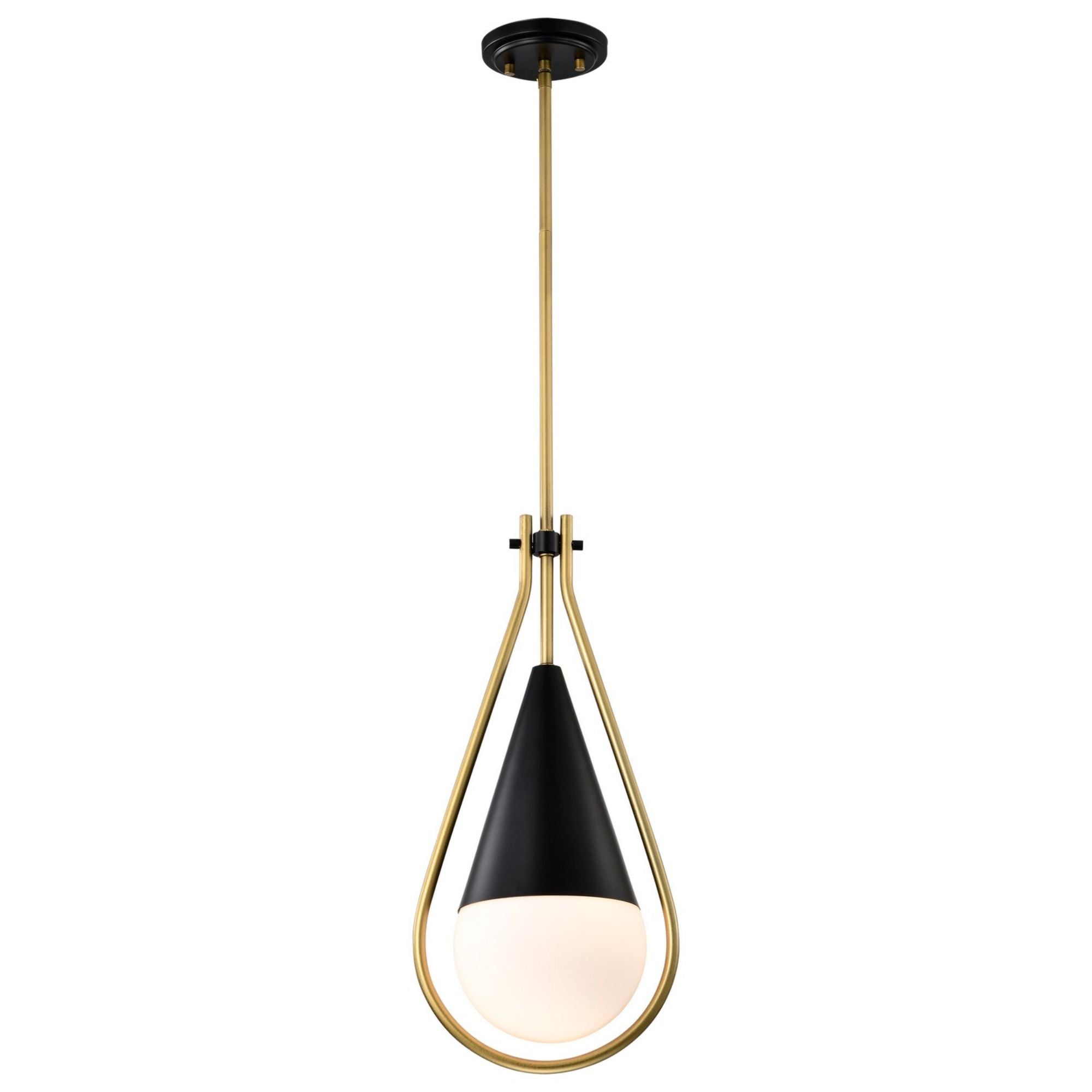 Admiral 7" Pendant, Matte Black and Natural Brass Finish - Bees Lighting