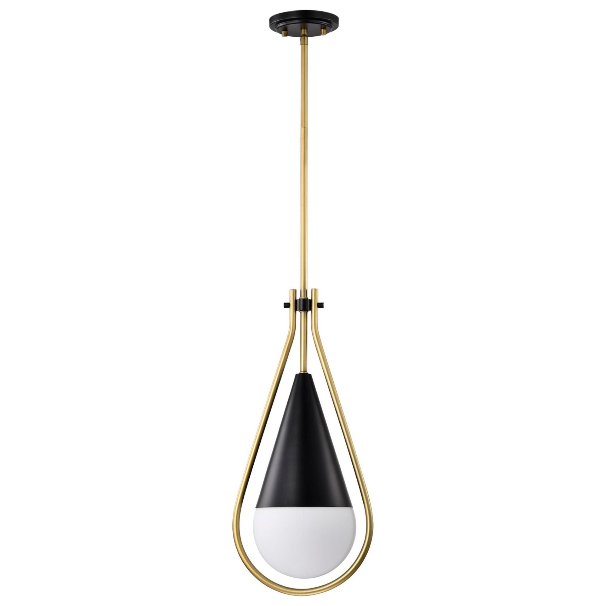 Admiral 7" Pendant, Matte Black and Natural Brass Finish - Bees Lighting