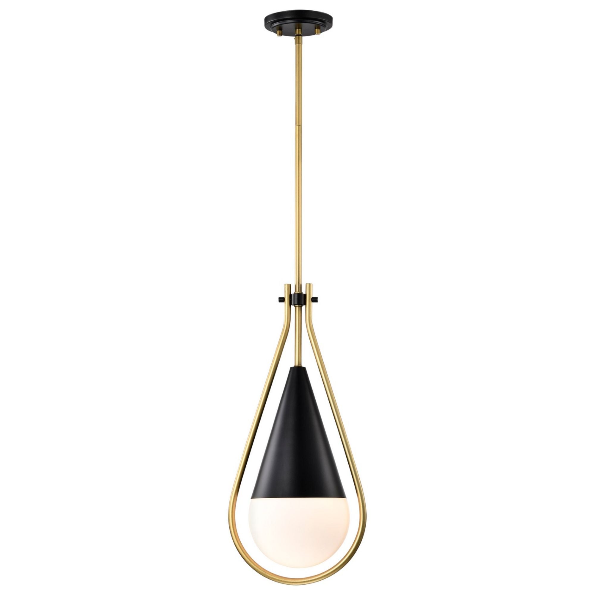 Admiral 7" Pendant, Matte Black and Natural Brass Finish - Bees Lighting