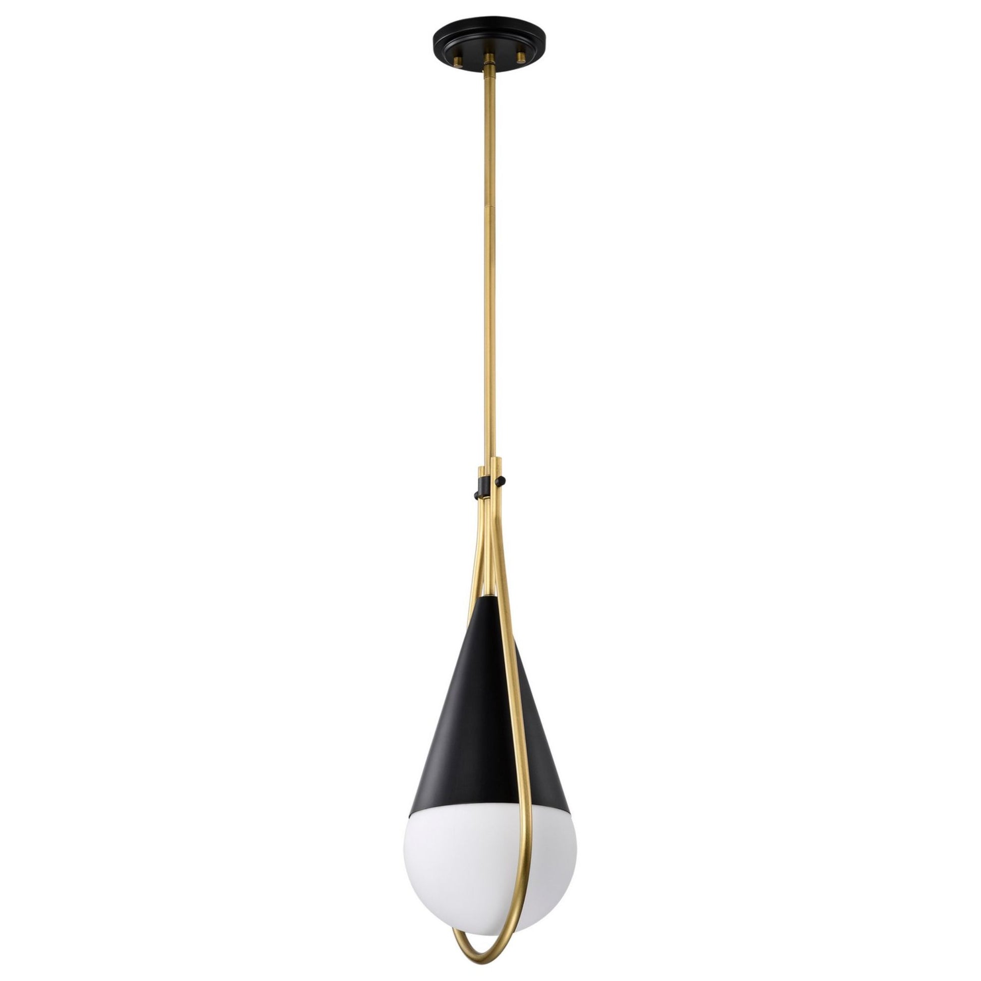 Admiral 7" Pendant, Matte Black and Natural Brass Finish - Bees Lighting