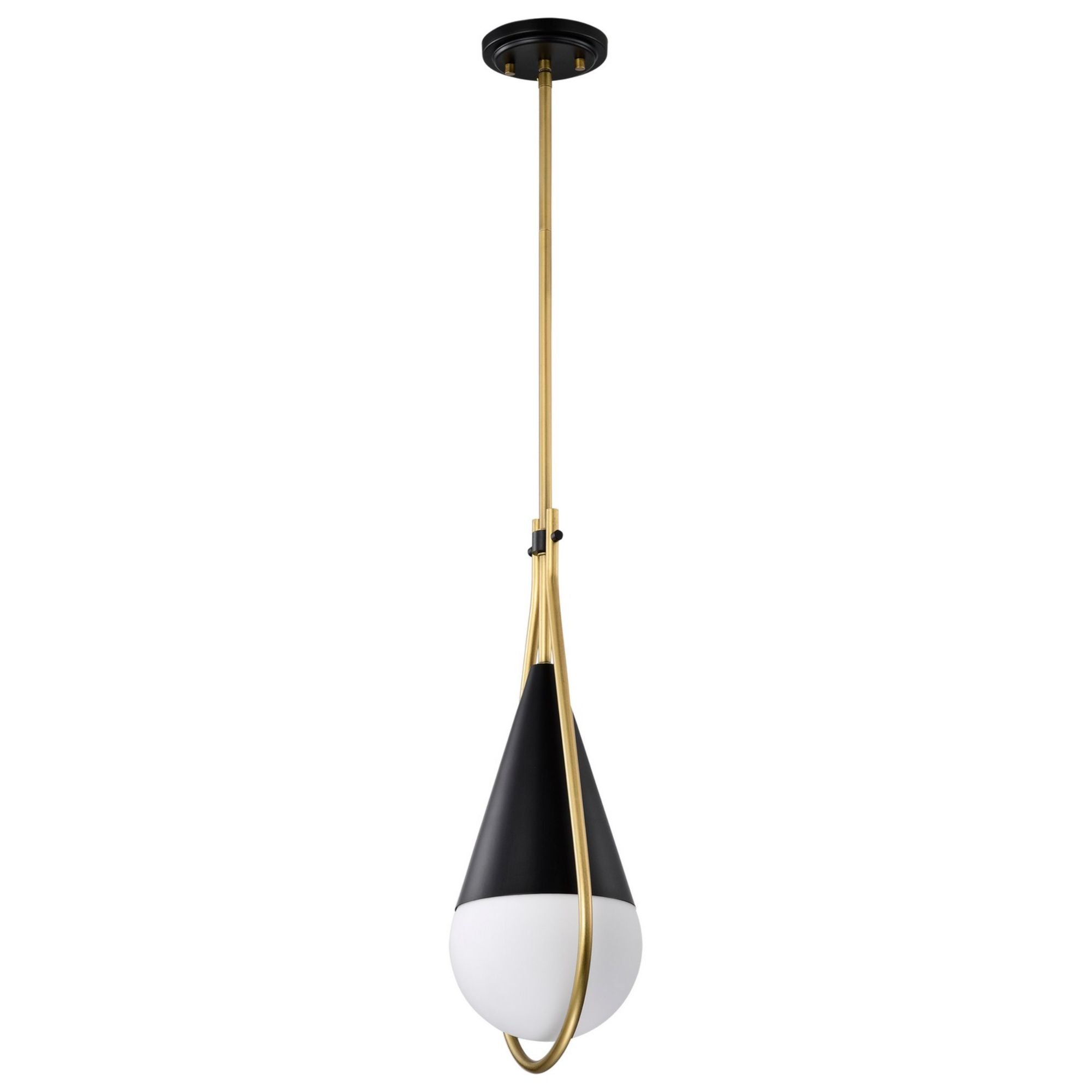 Admiral 7" Pendant, Matte Black and Natural Brass Finish - Bees Lighting